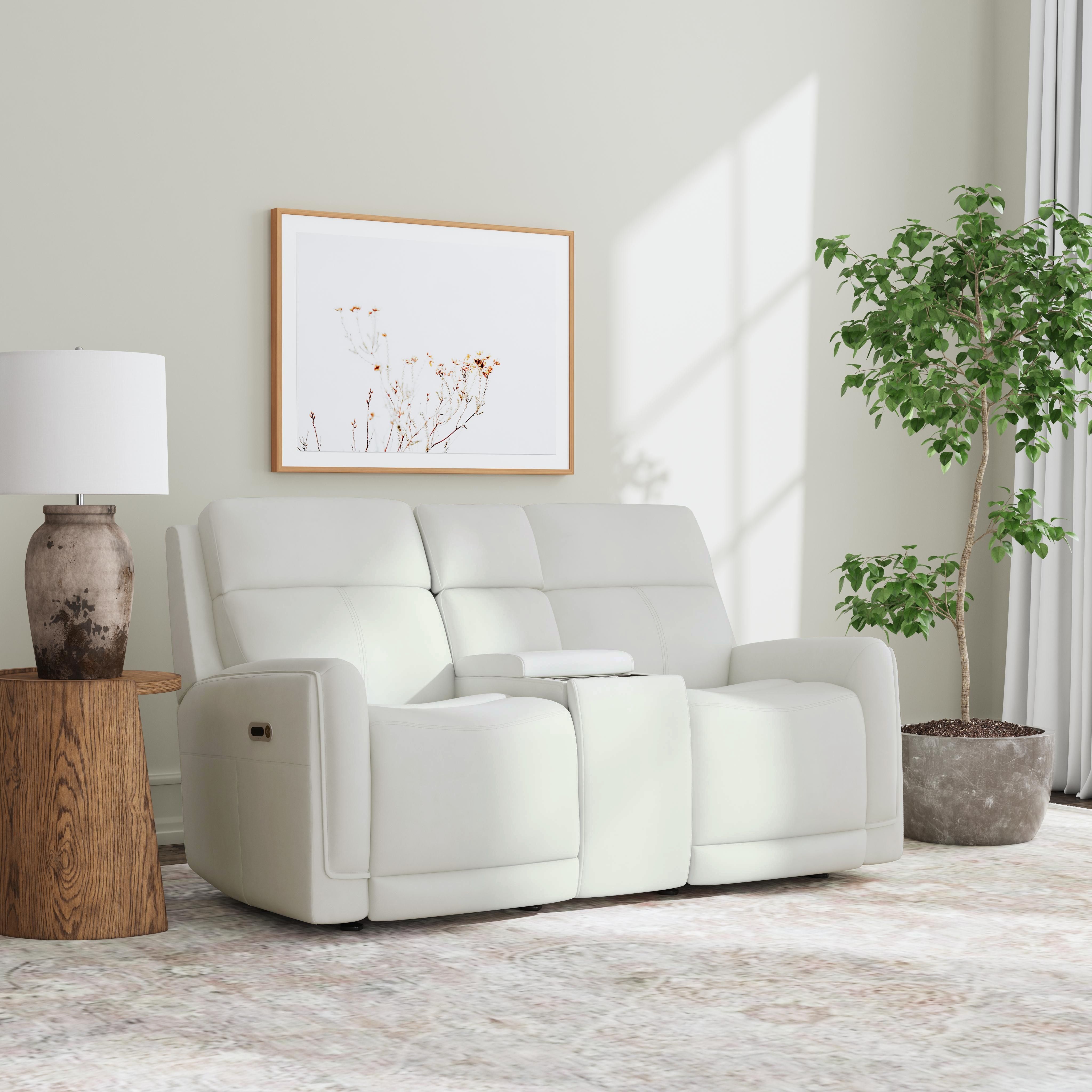 Alister - Power Gliding Loveseat With Console, Power Headrests & Lumbar - Porcelain, white, view 5