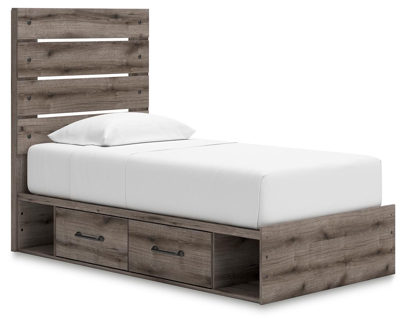 Graystorm – Twin Panel Bed With Storage – Brown Gray