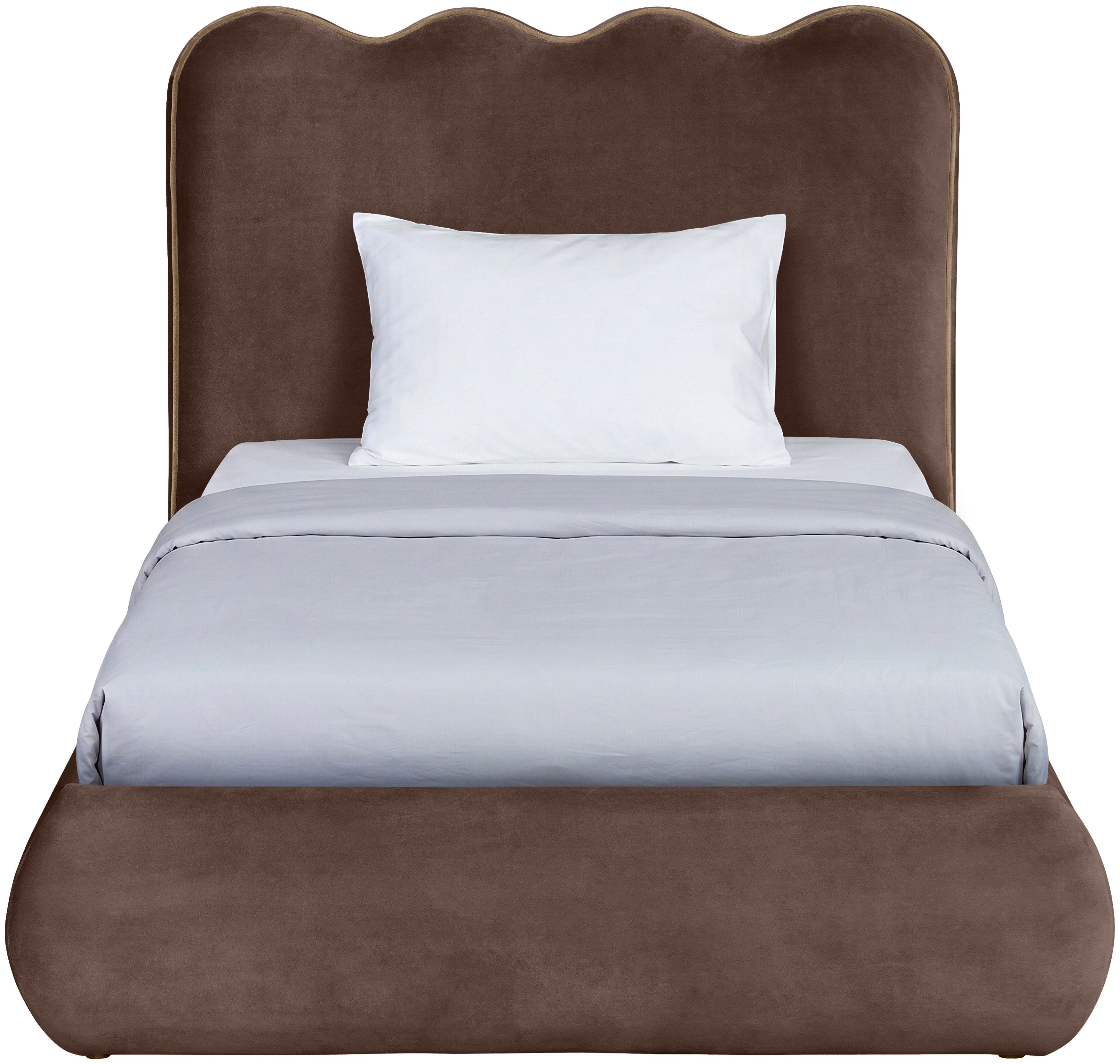 Tempo - Velvet Upholstered Twin Bed - Brown