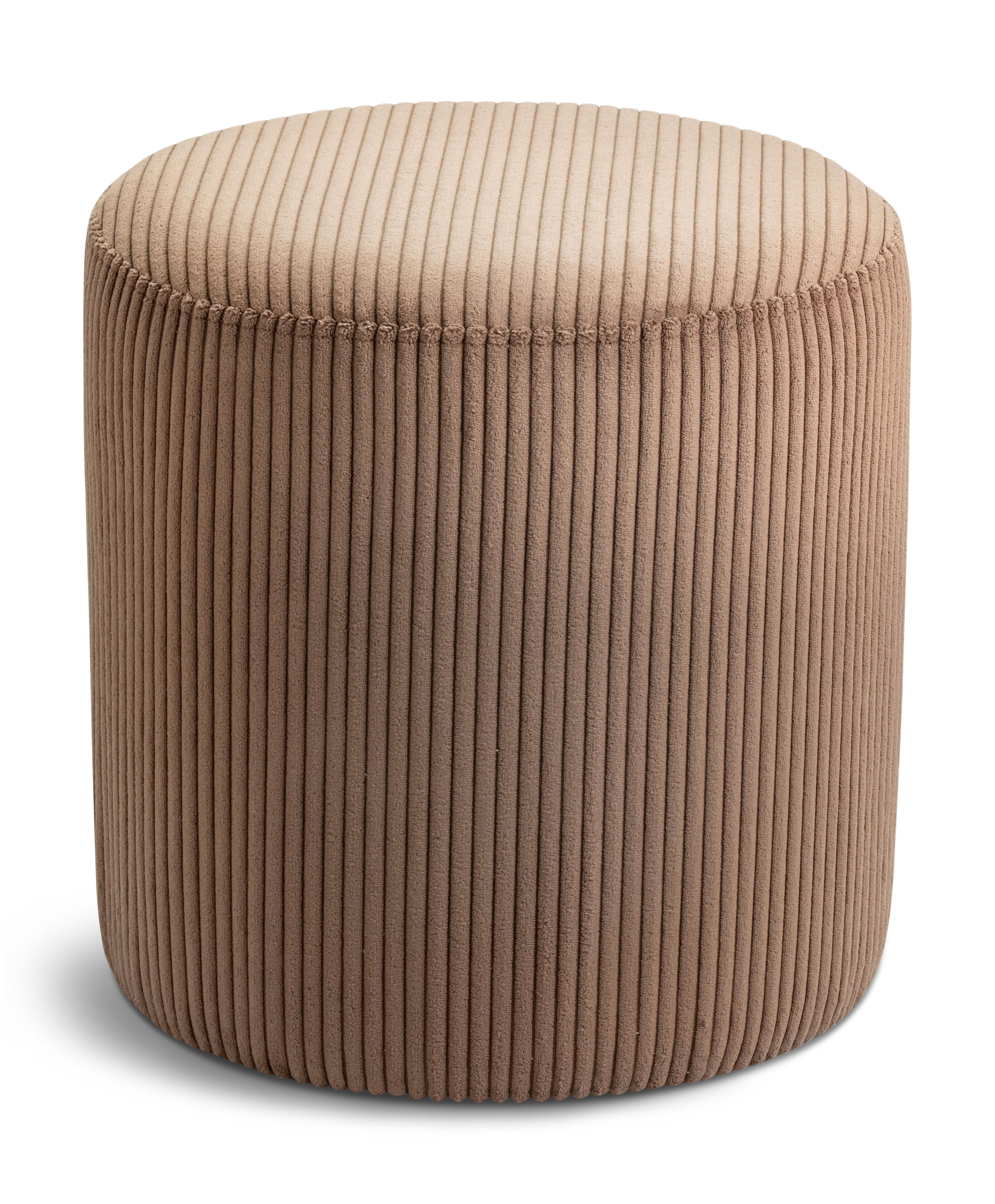 Roy - Round Microsuede Ottoman / Stool - Brown