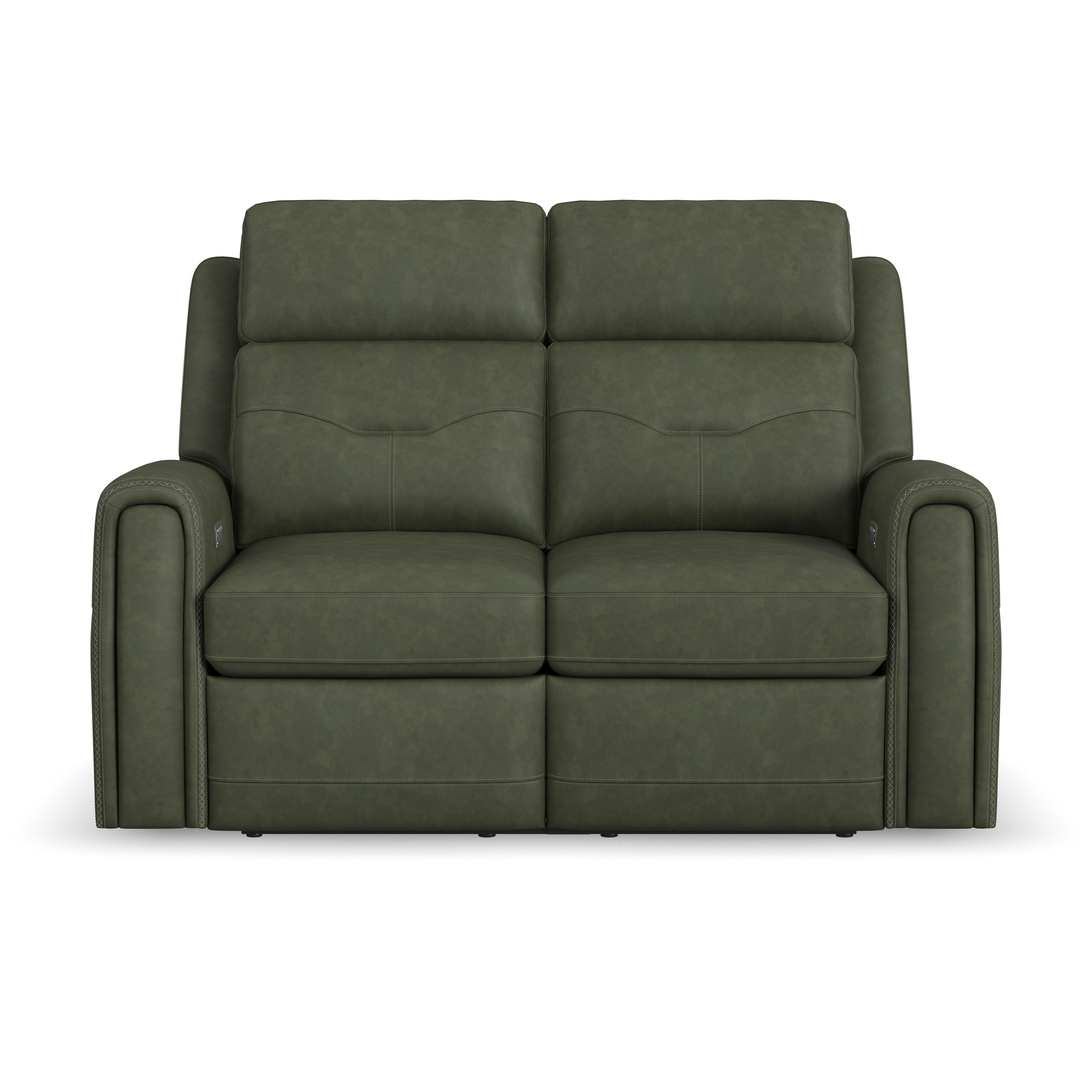 Felix - Power Reclining Loveseat With Power Headrest, Lumbar, Heat & Massage, dark green, view 2