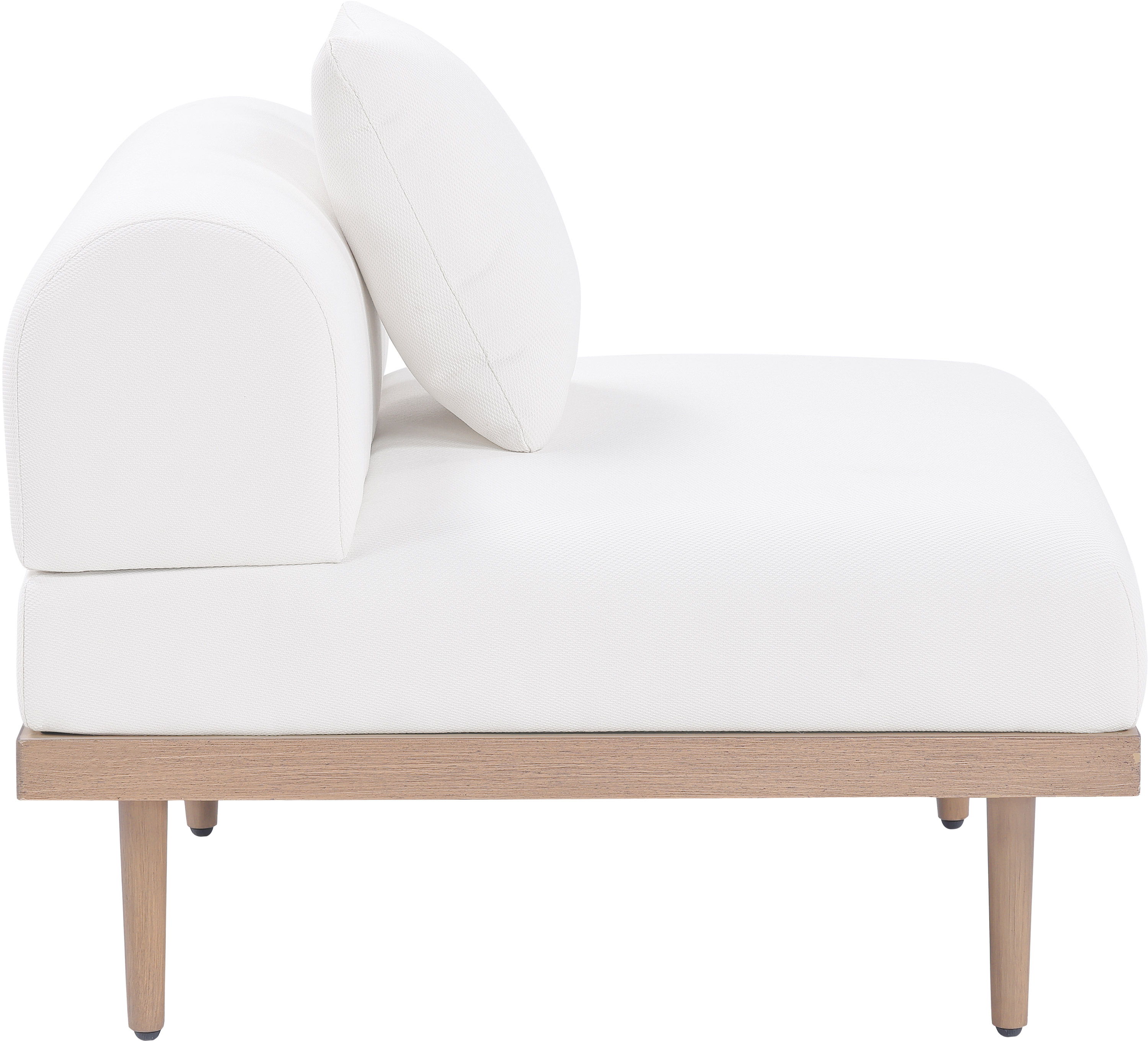 Laguna - Resilient Water Resistant Fabric Upholstered Outdoor Patio Modular Armless Chair - Cream