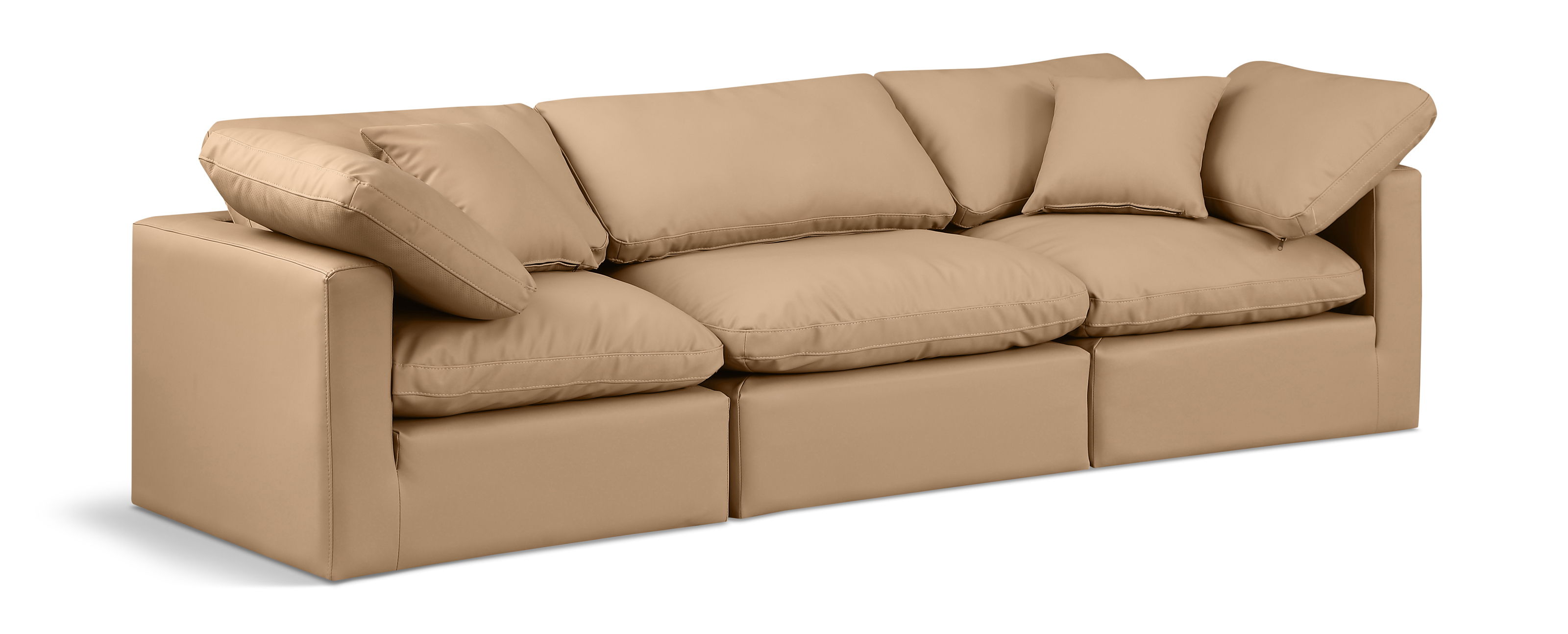 Indulge - Faux Leather 3 Seat Modular Sofa - Tan
