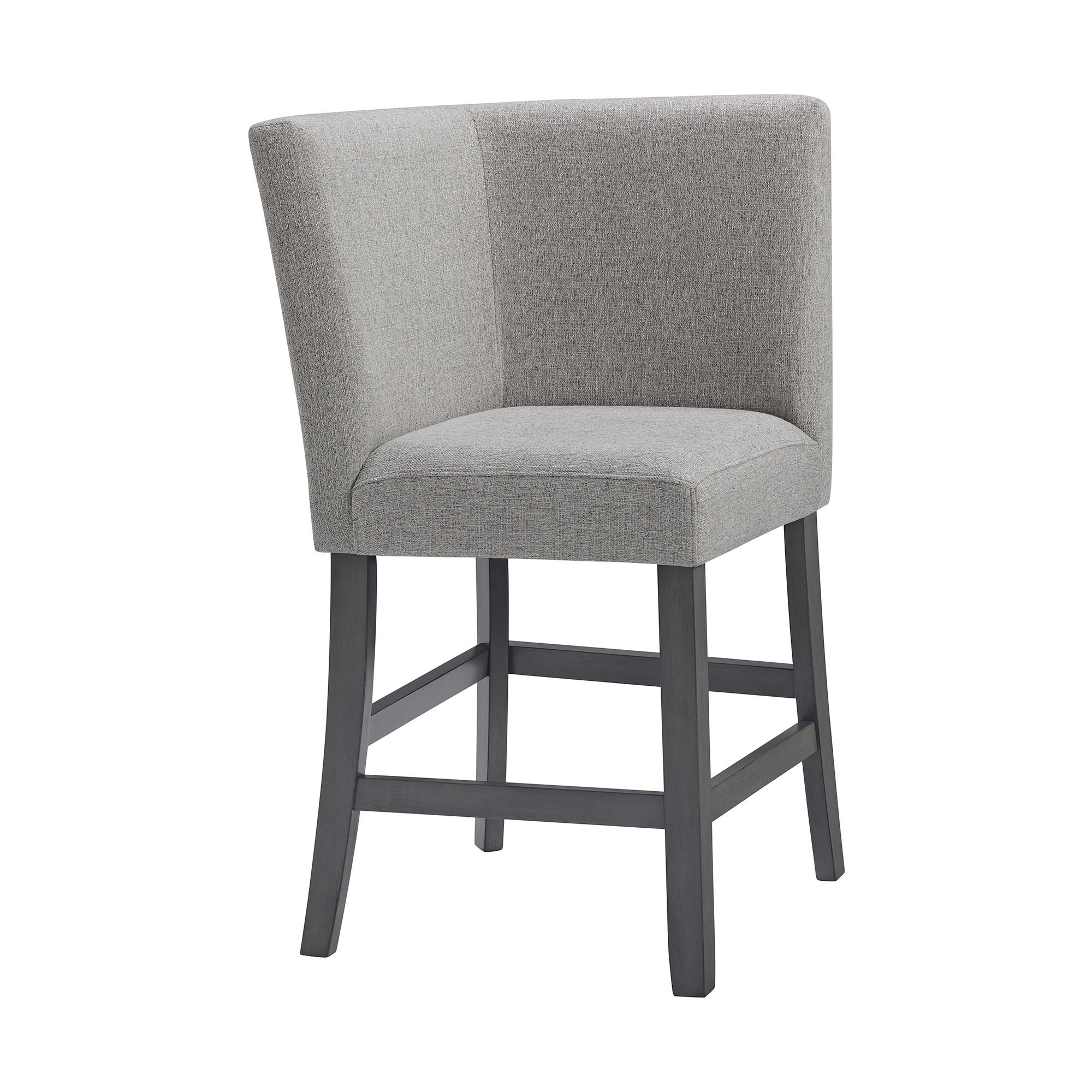 Counter Corner Bench With Upholstered Back And Gray Fabric