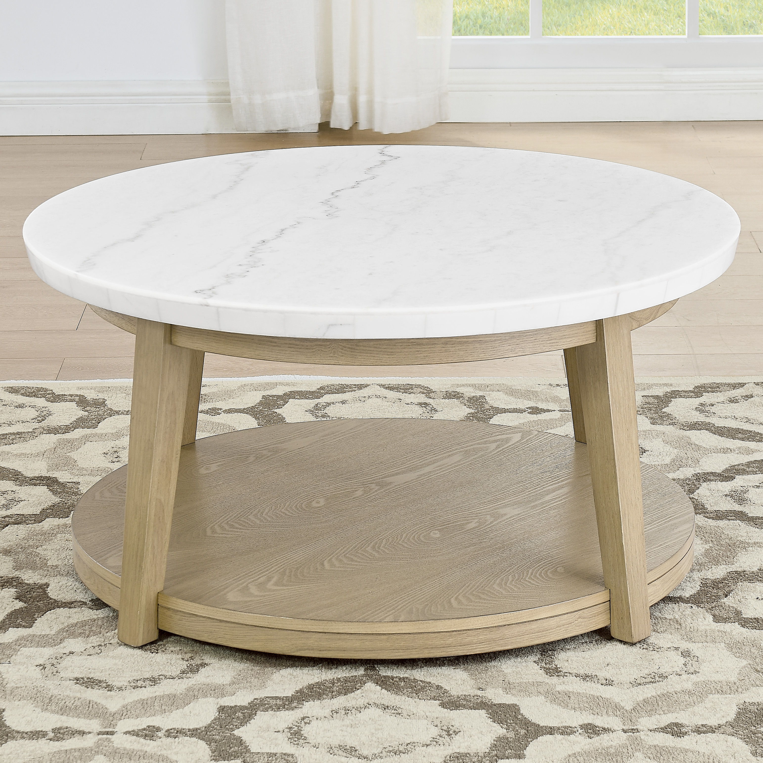 Vida - Marble Top Round Cocktail Table - White