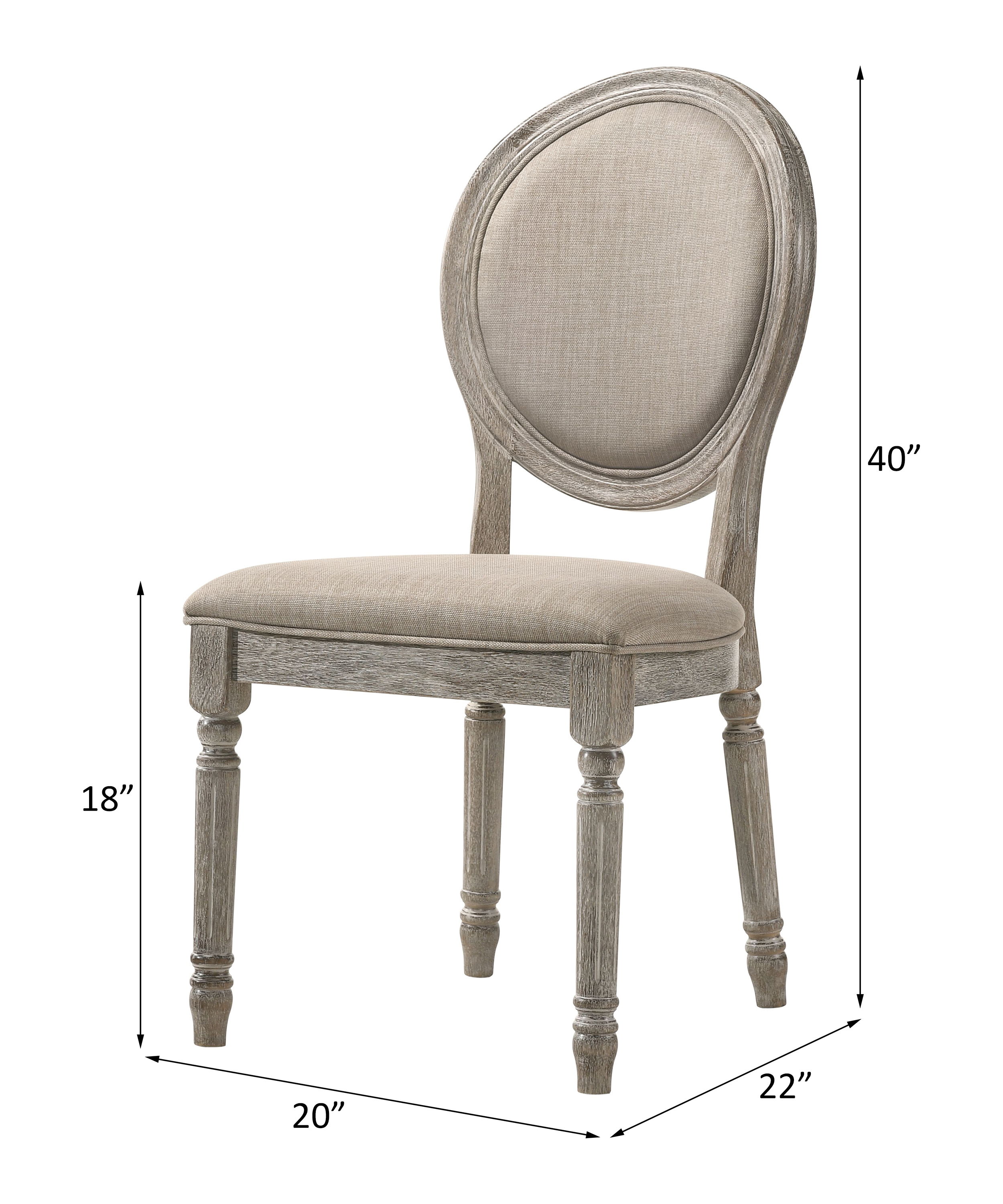 Faustine - Side Chair (Set of 2) - Tan Fabric & Salvaged Light Oak, beige, view 5