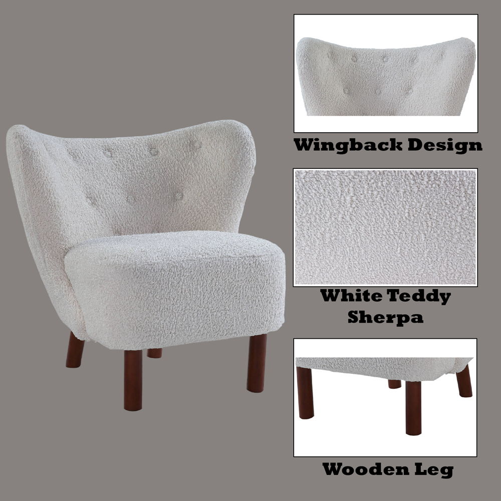 Zusud - Accent Chair - White Teddy Sherpa, white, view 7