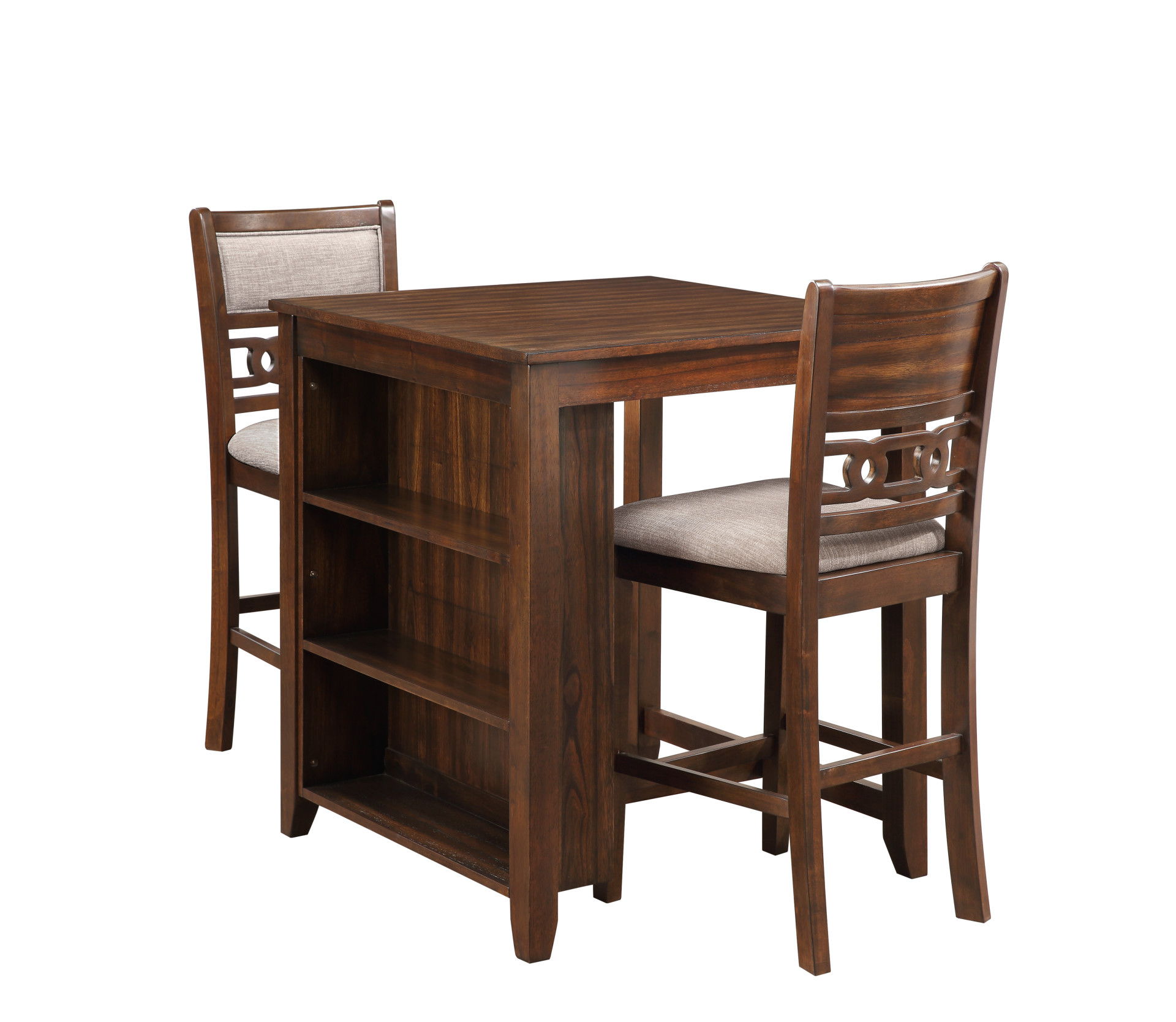 Counter Table With 2 Chairs & Storage Shelf