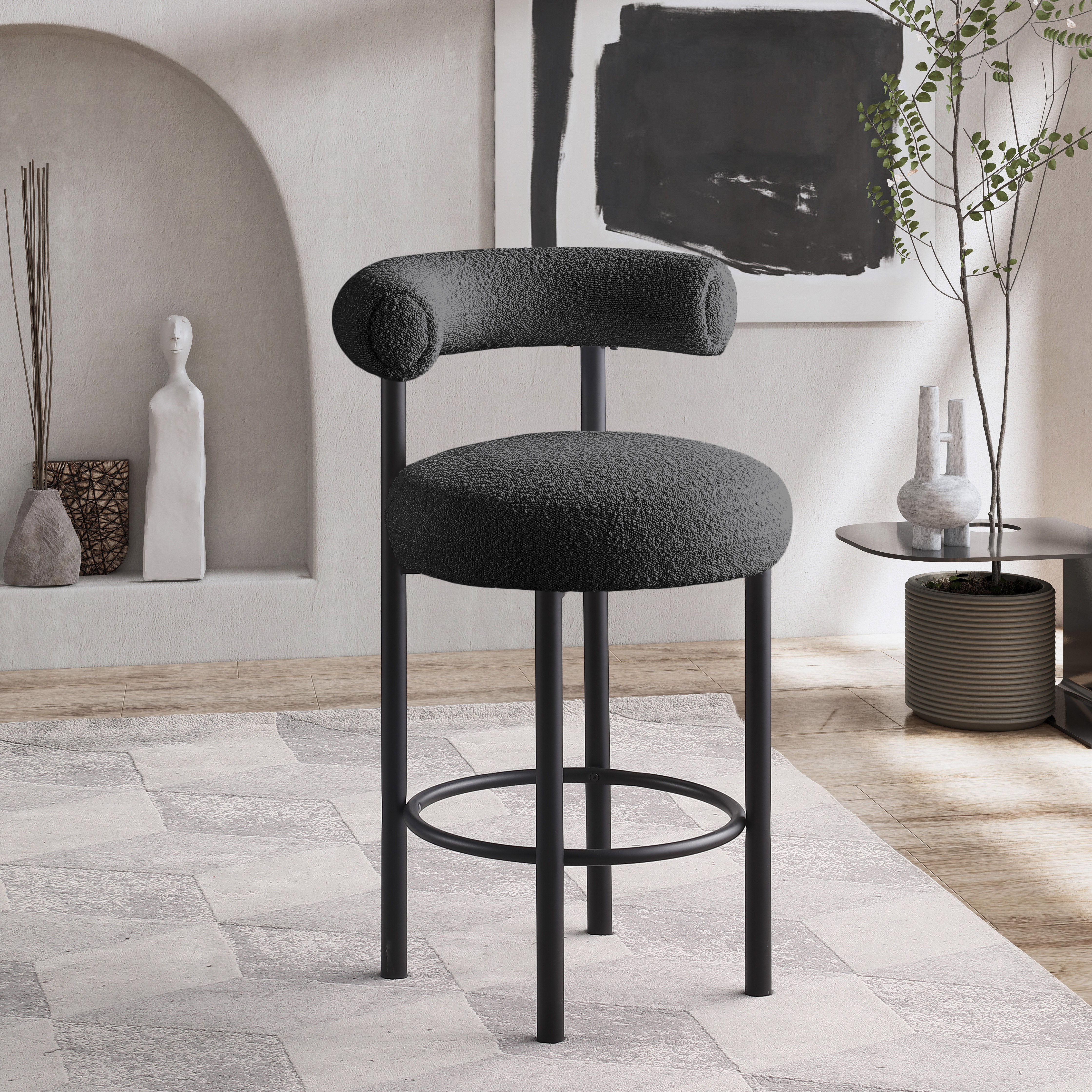 Bordeaux - Stool With Black Legs (Set of 2) - Black