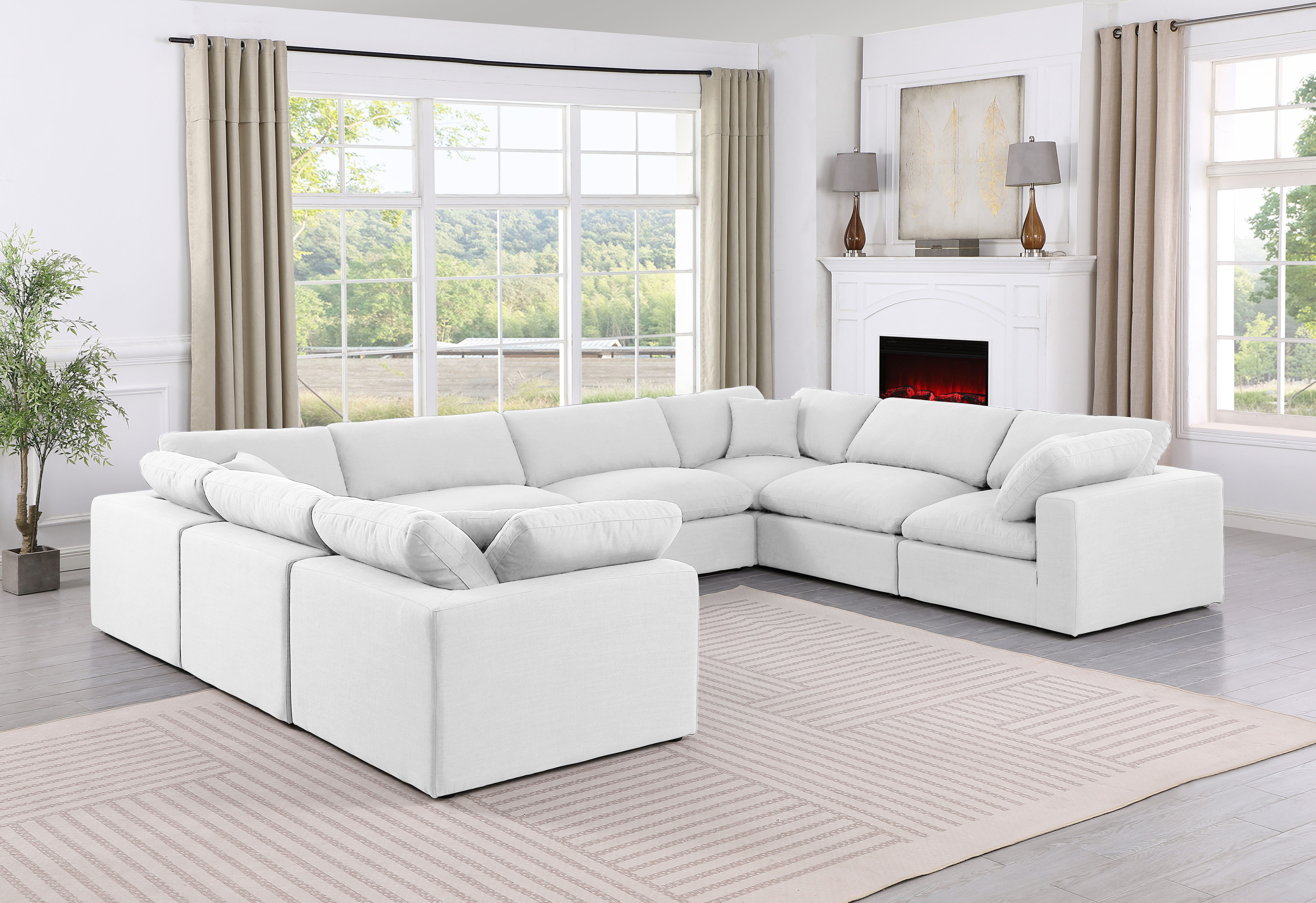 Comfy - 8 Piece Linen Modular Sectional - Of White