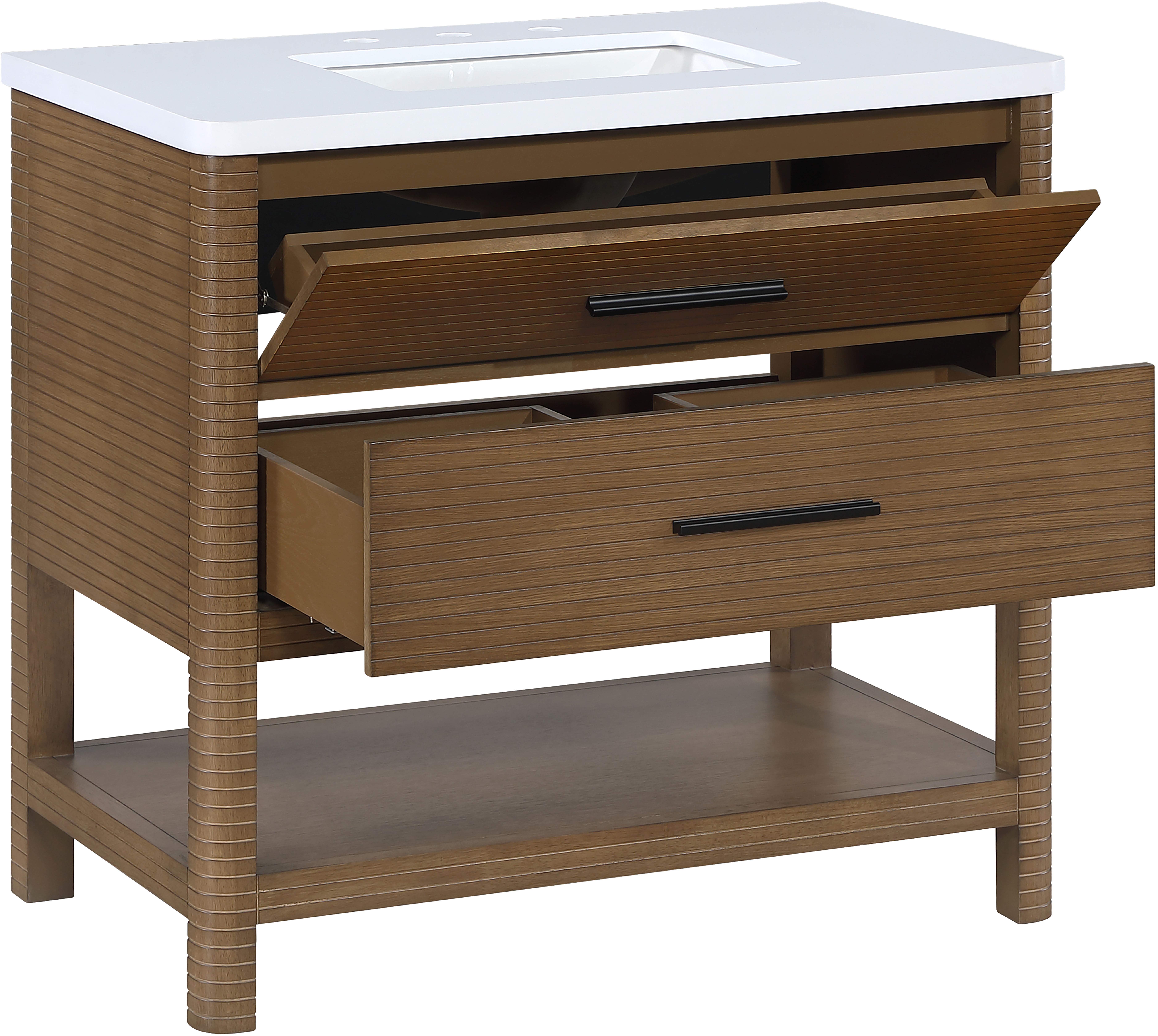 Oakwell - 36'' Bathroom Vanity - Brown / White