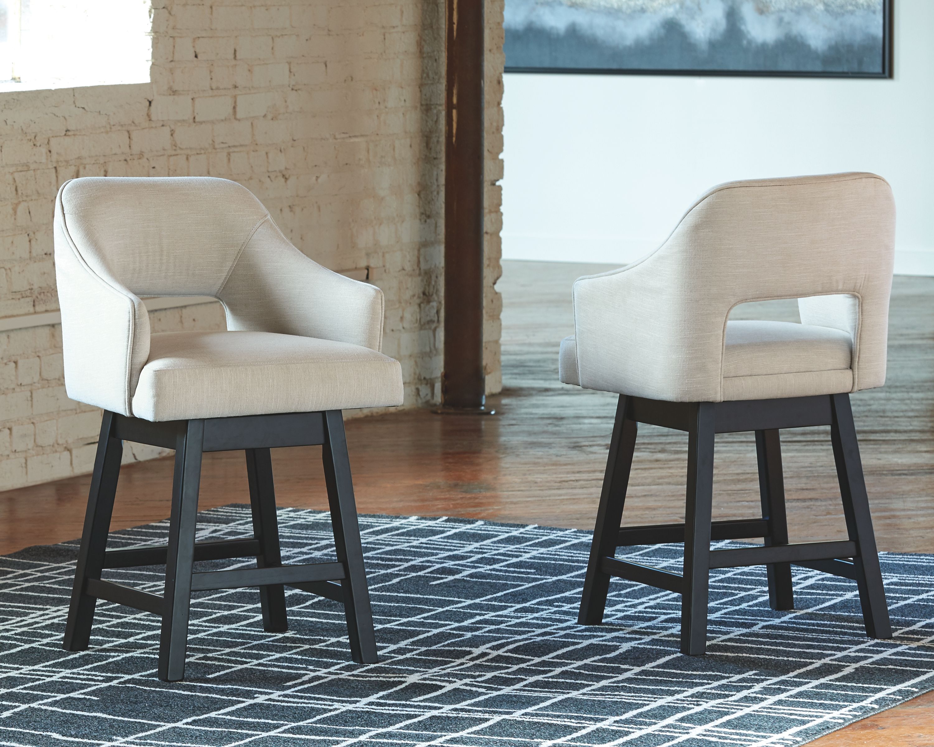 Tallenger - UPH Swivel Barstool (Set of 2) - Beige