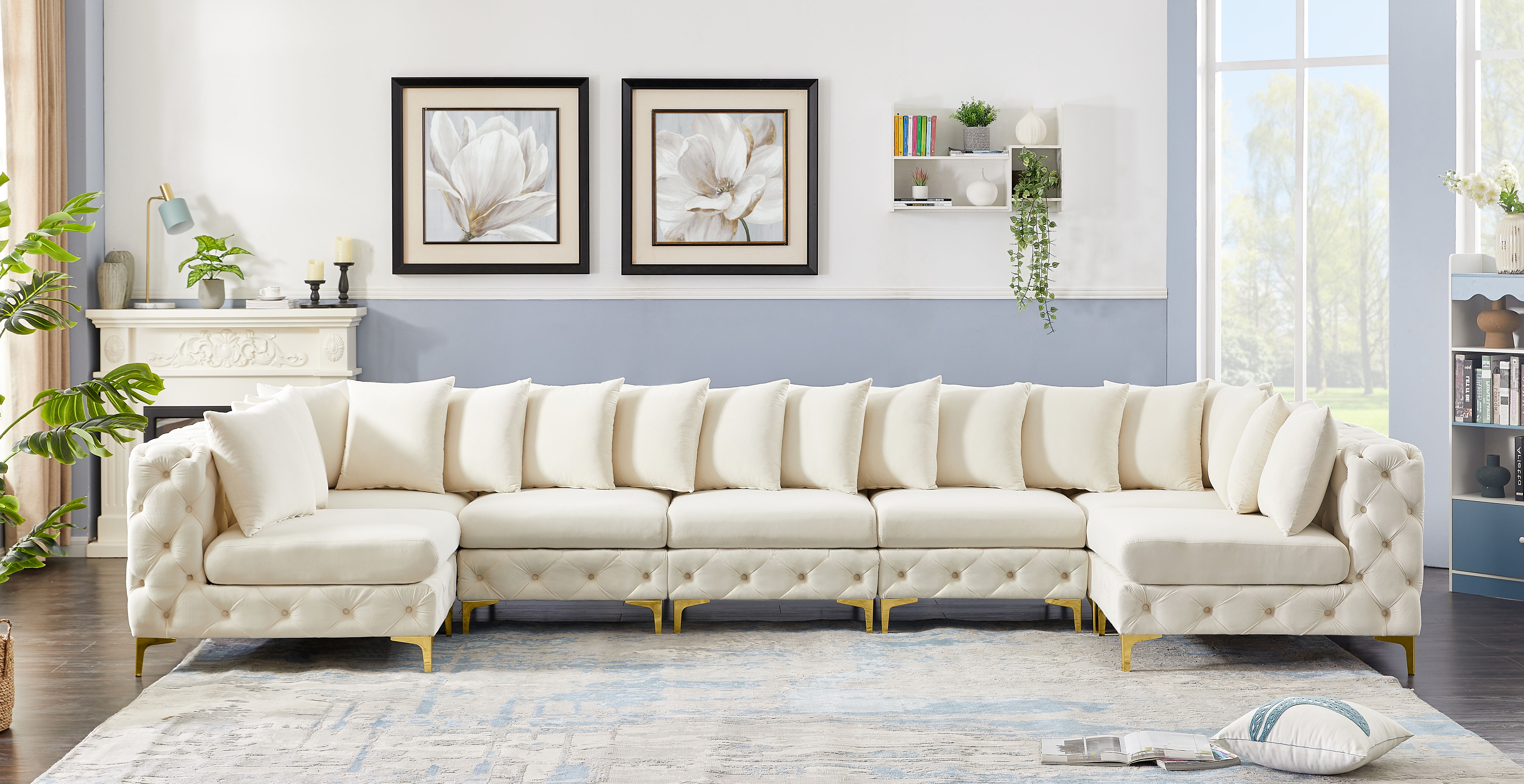 Tremblay - 7 Piece Modular U-Shaped Sectional - Cream