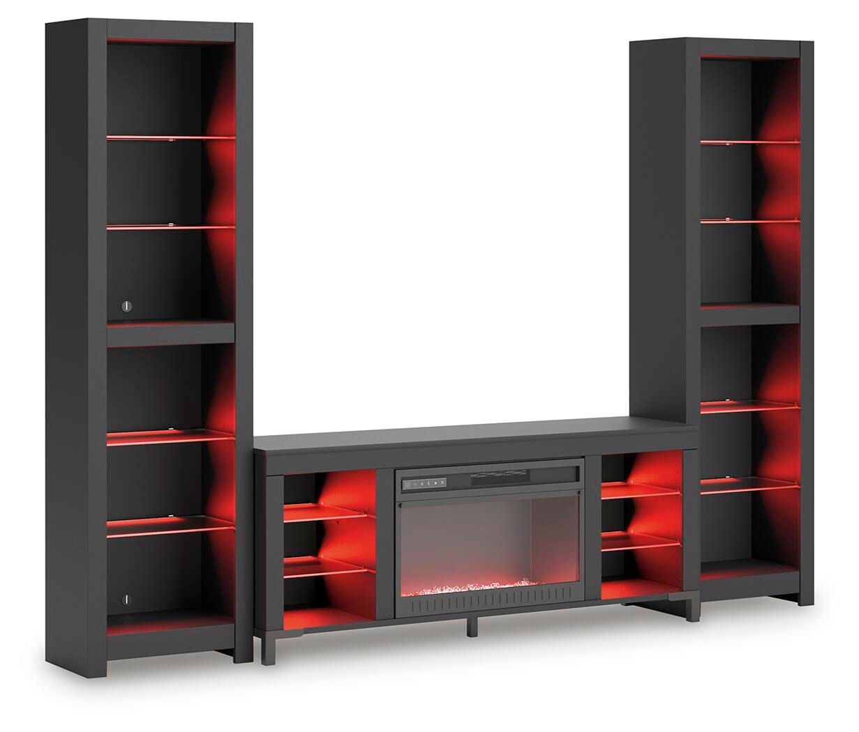 Ashley Furniture Cayberry - 3-Piece Entertainment Center With Electric Fireplace - Black - Image 5