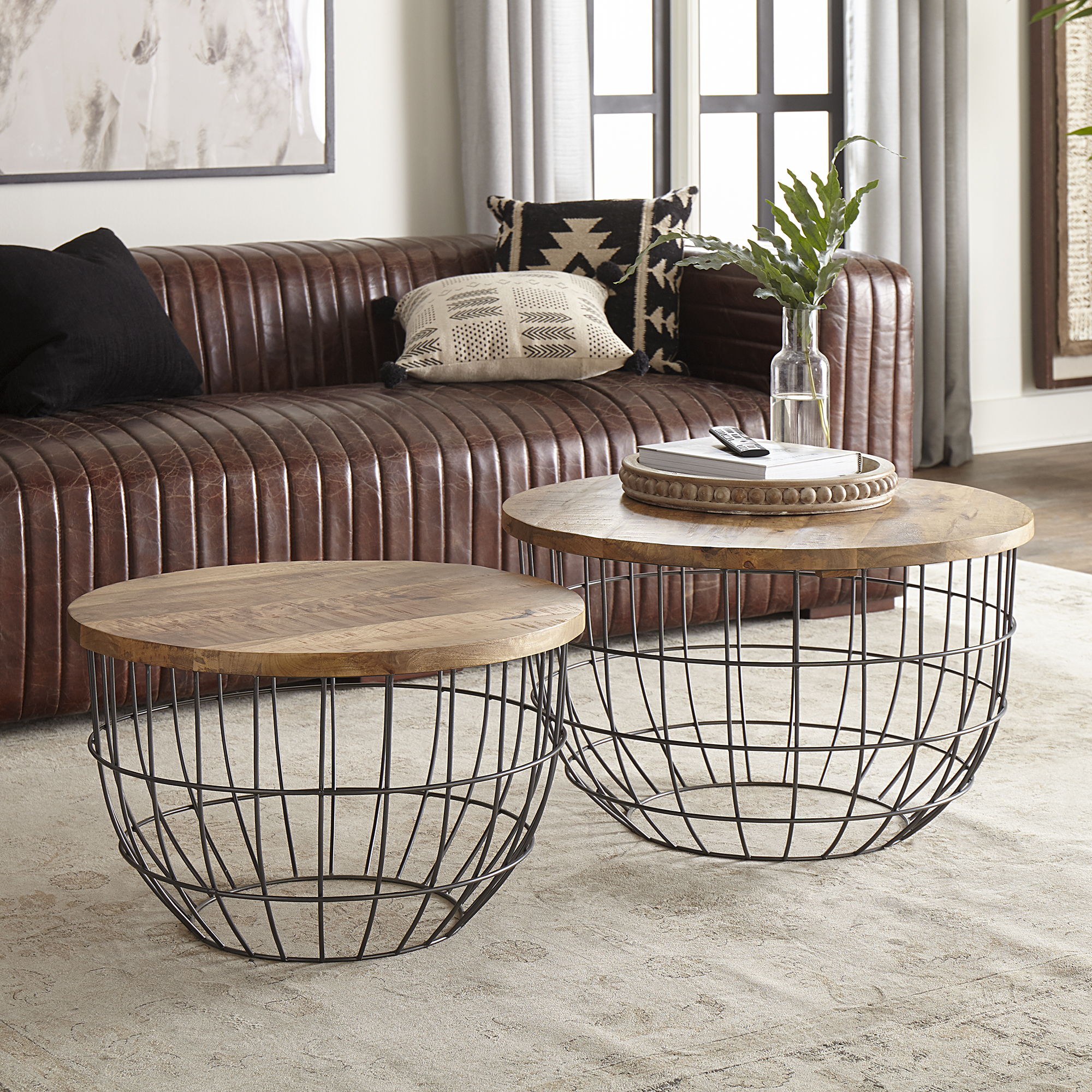 Akins - Nesting Caged Accent Tables - Light Brown Image