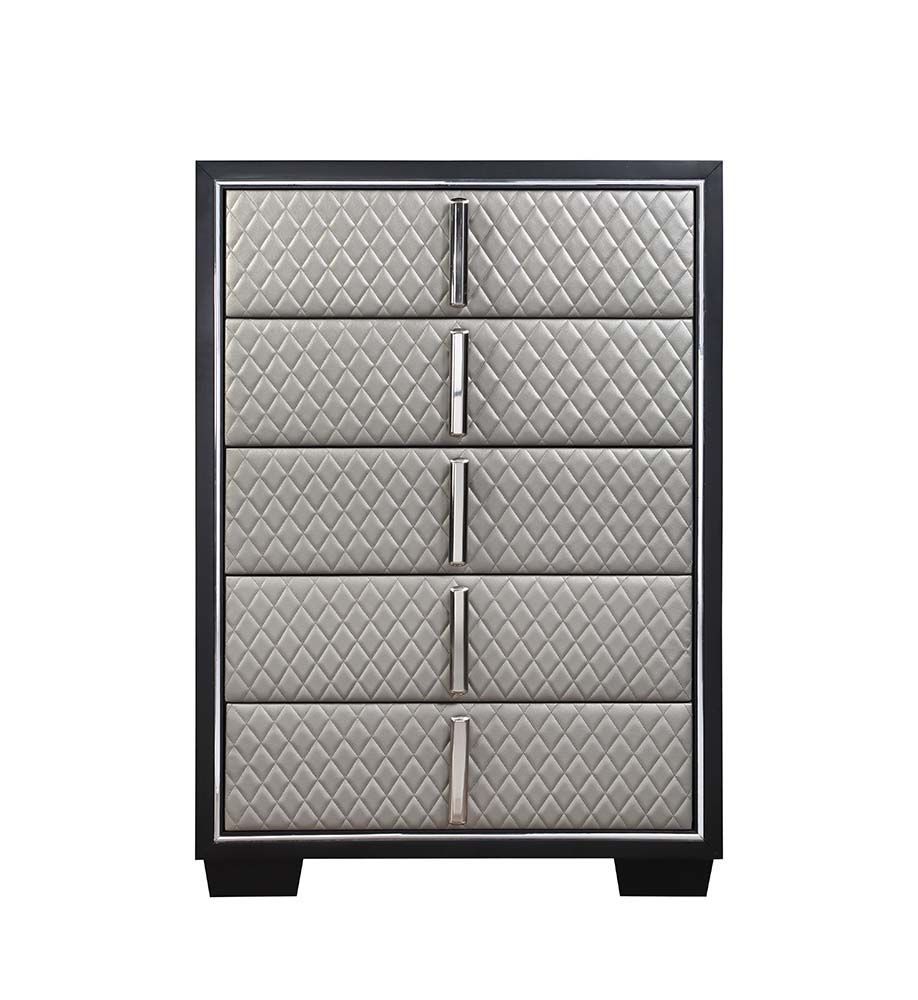 Nicola - Chest - Silver Synthetic Leather & Black, silver, view 8