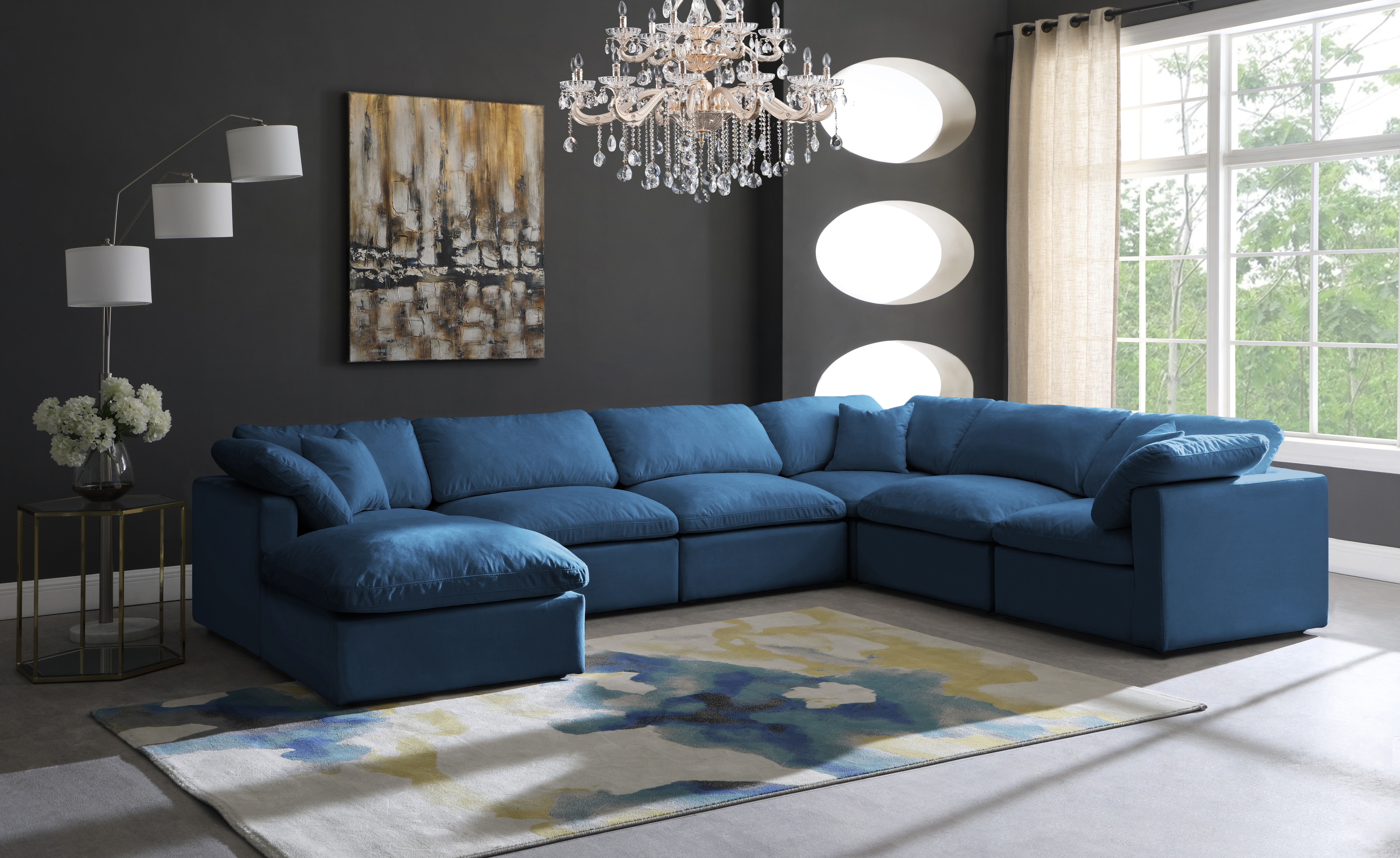Plush - 7 Piece Modular Sectional - Navy