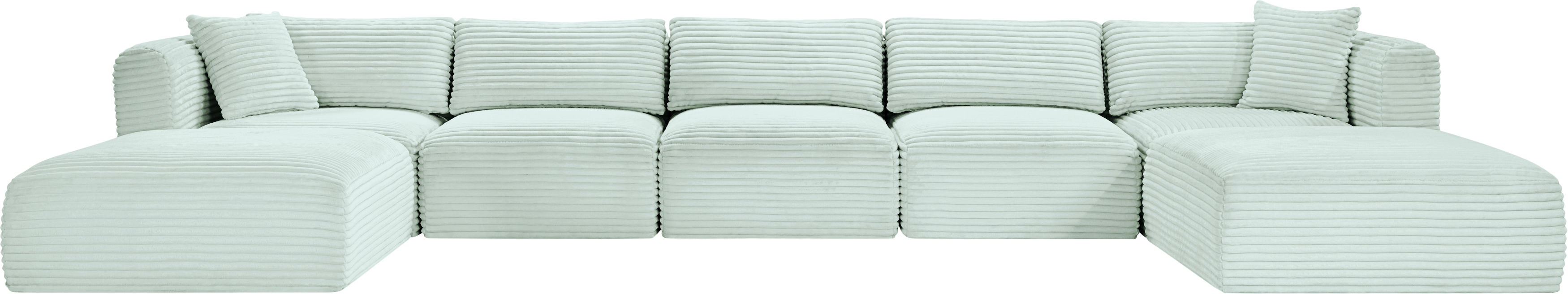 Shaggy - 7 Piece Modular Sectional With 2 Ottomans - Mint