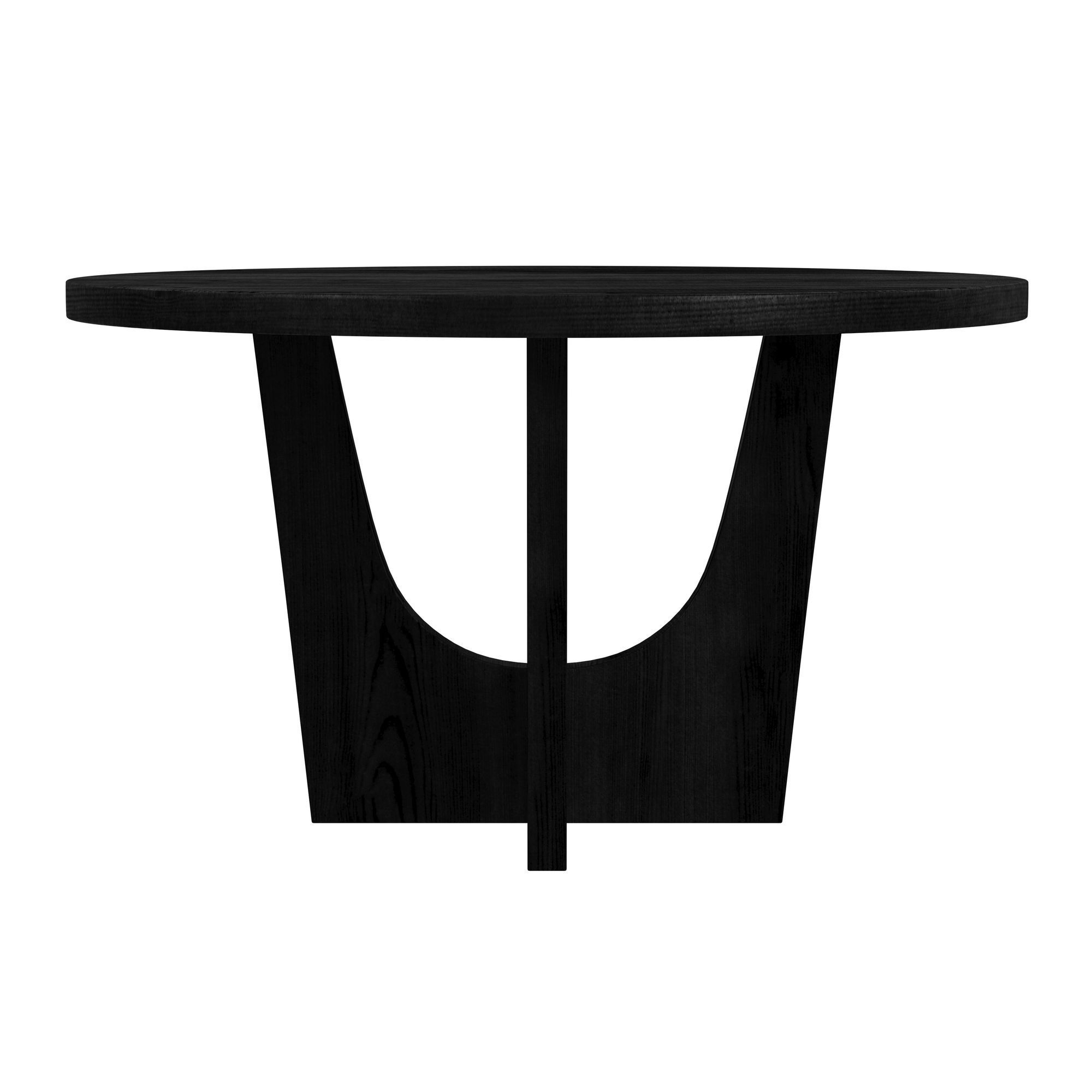 Oregon - Round Dining Table With Wood Top - Black