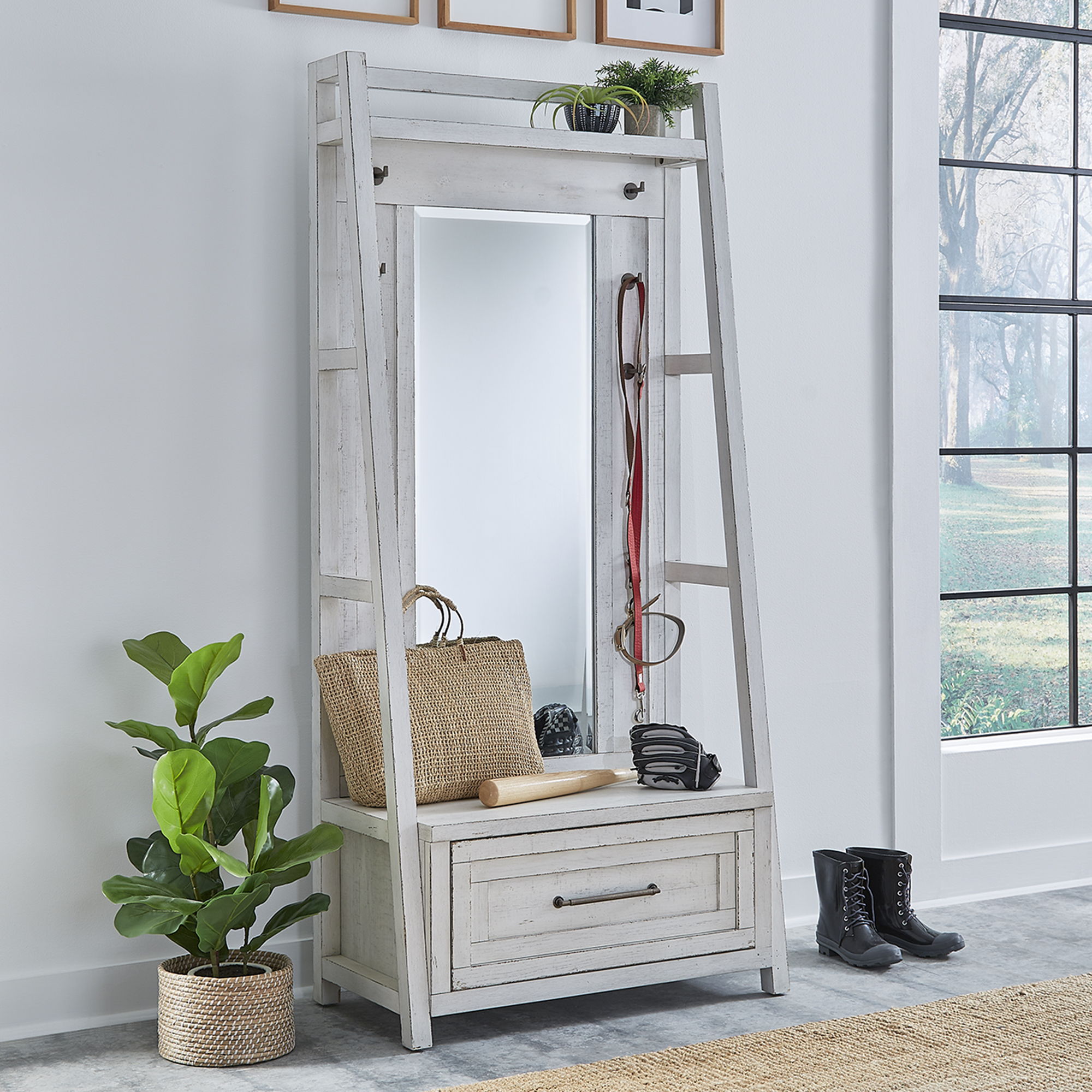 Liberty Furniture Modern Farmhouse - 2 Piece Hall Tree Set - White