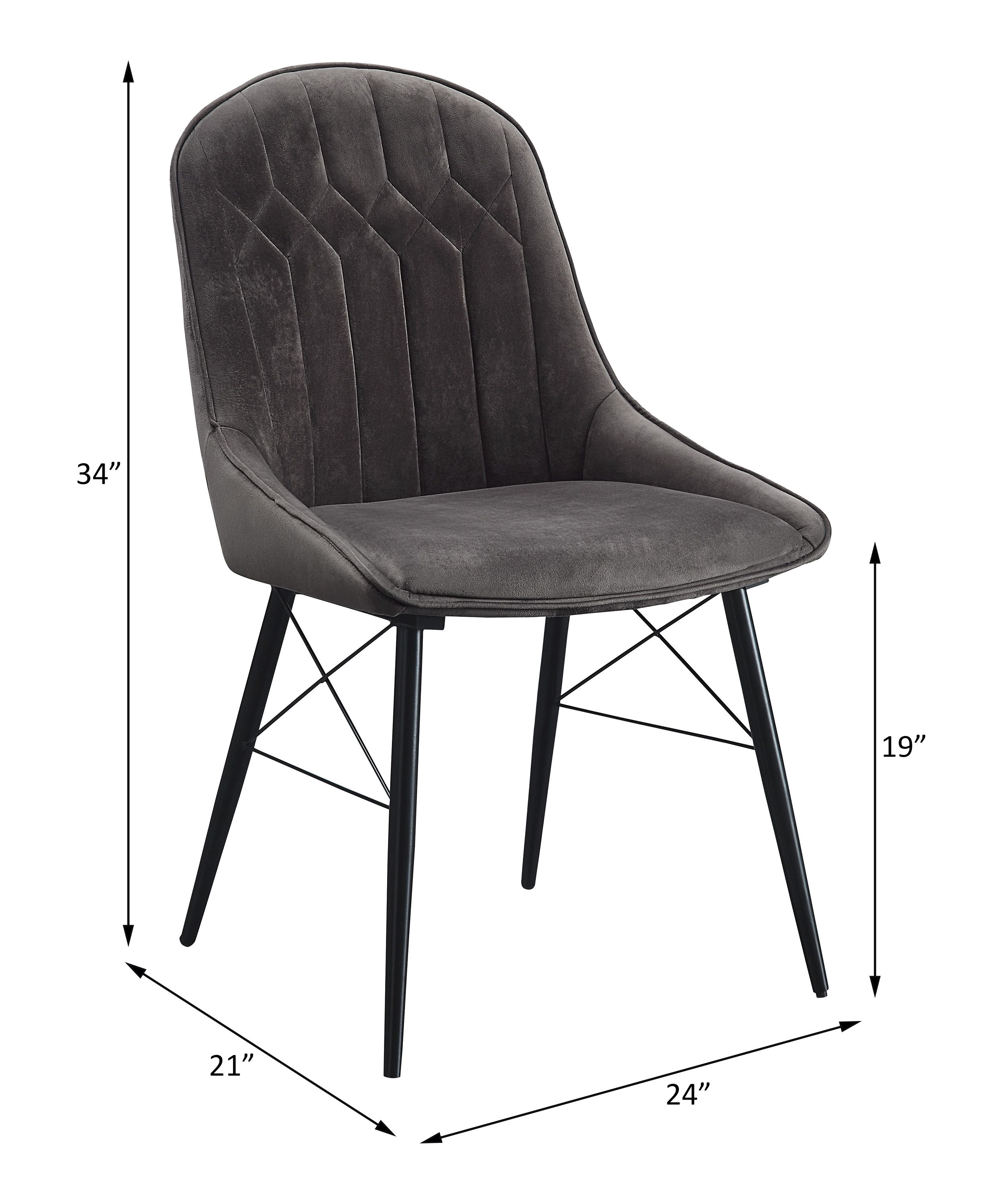 Abraham - Side Chair (Set of 2) - Dark Gray Fabric & Black, dark gray, view 5