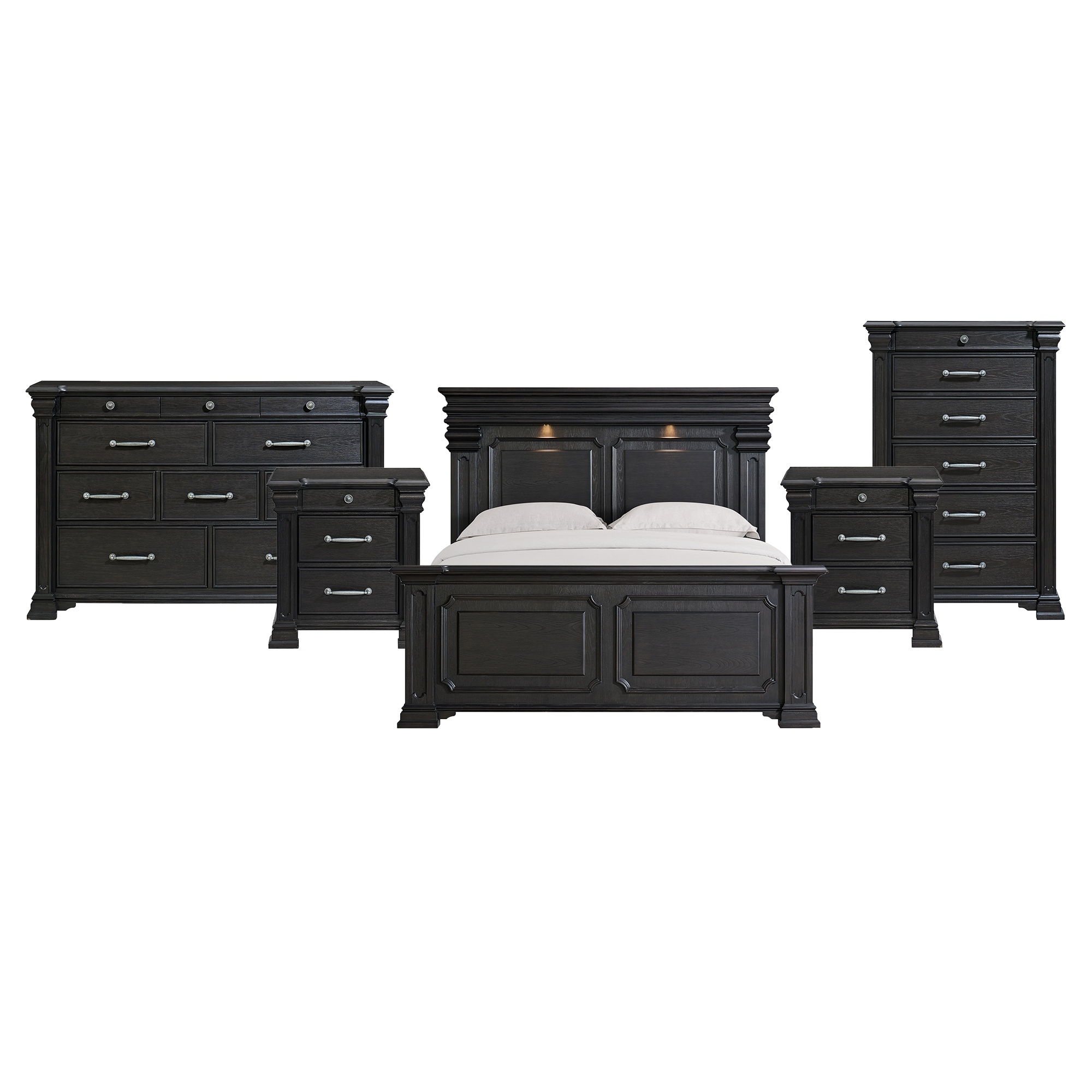 King · 5 Pc · Bedroom Set With 2 Nightstands, Dresser & Chest