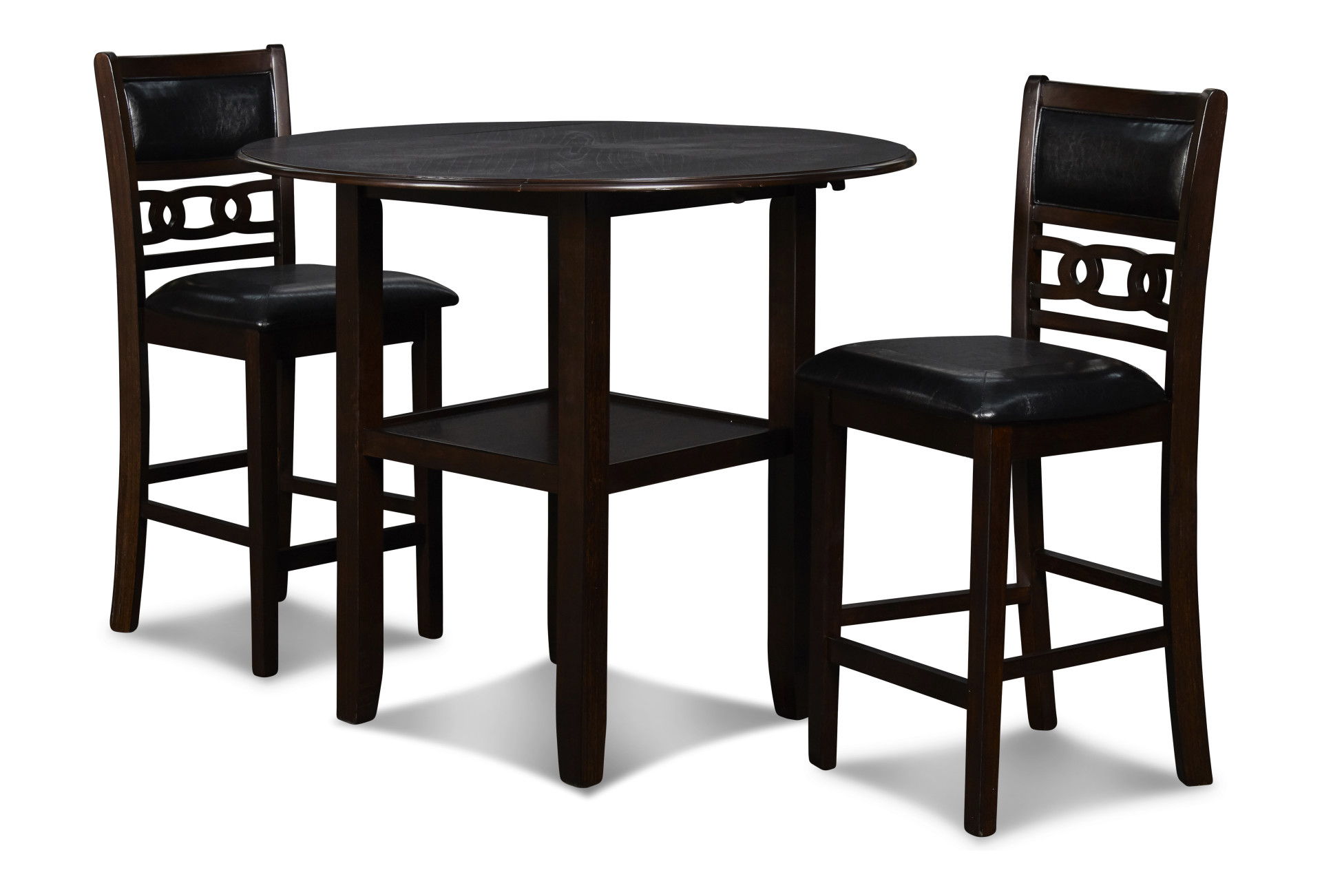 Gia - 3 Piece Dining Set (Counter Drop Leaf Table & 2 Chairs) - Ebony