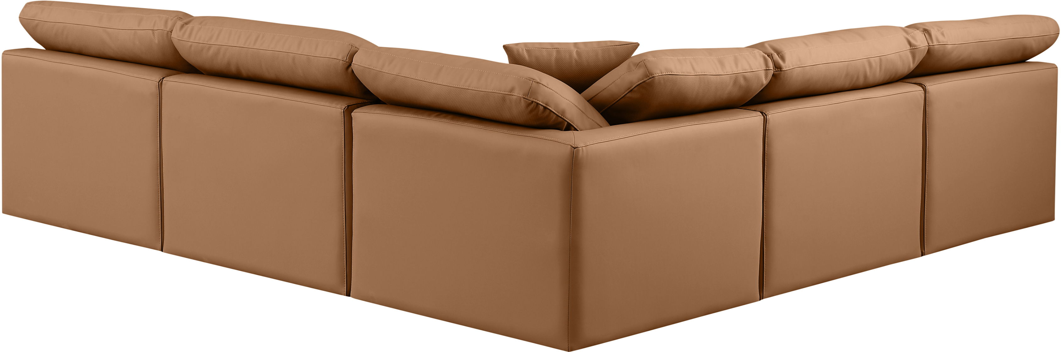 Indulge - Faux Leather 5 Piece Modular Corner Armless Sectional - Cognac