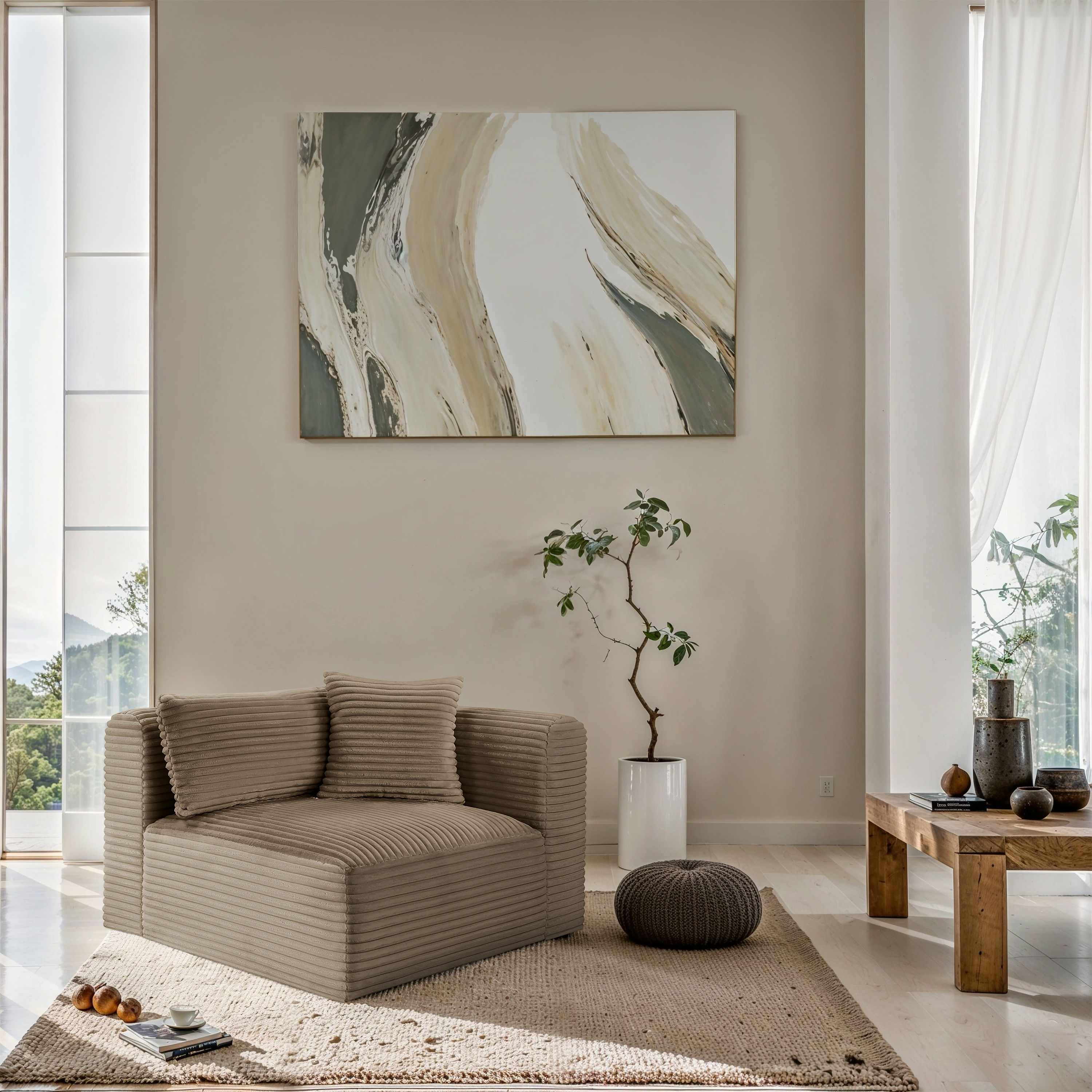 Shaggy - Corner Chair - Taupe