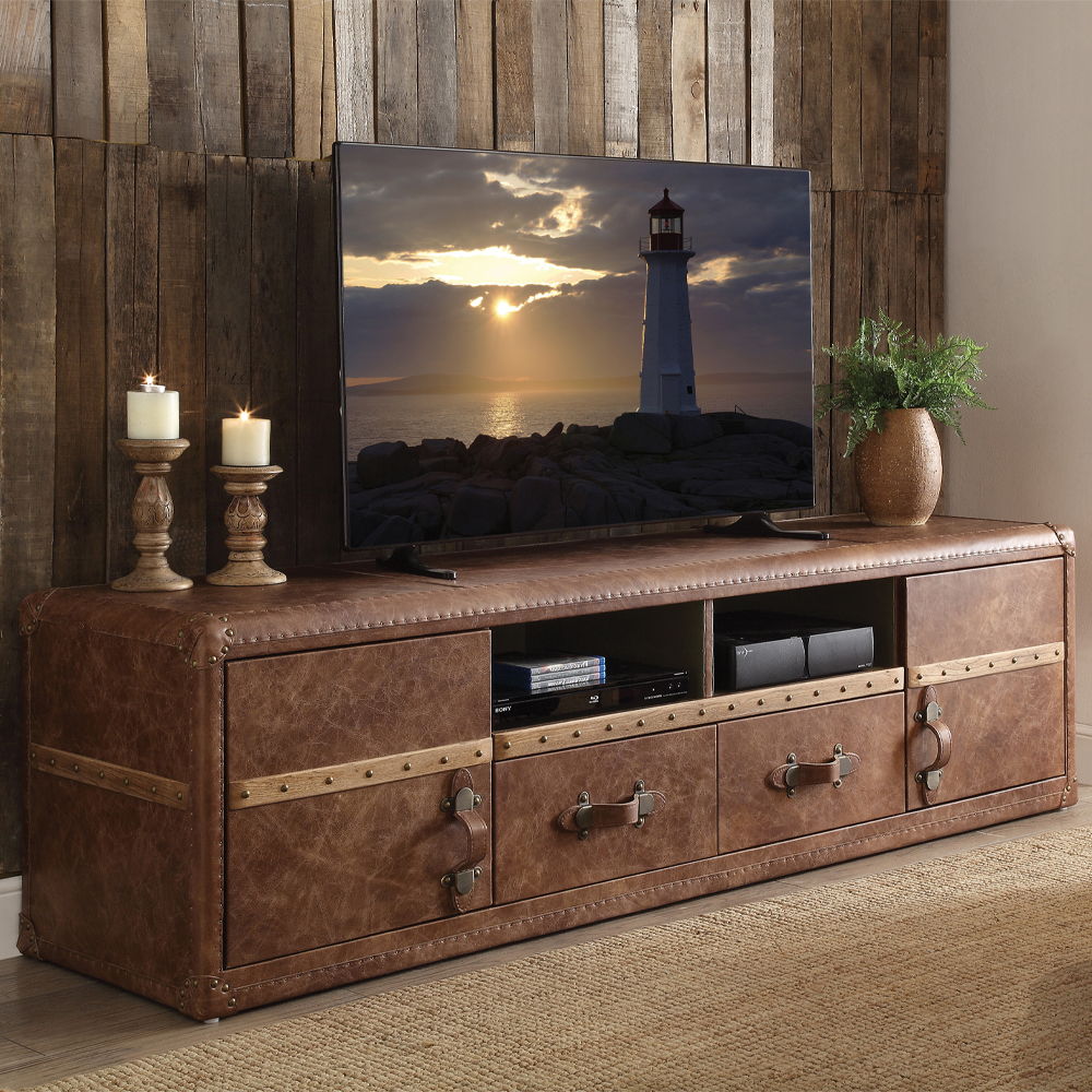 Aberdeen - TV Stand - Retro Brown Top Grain Leather Image