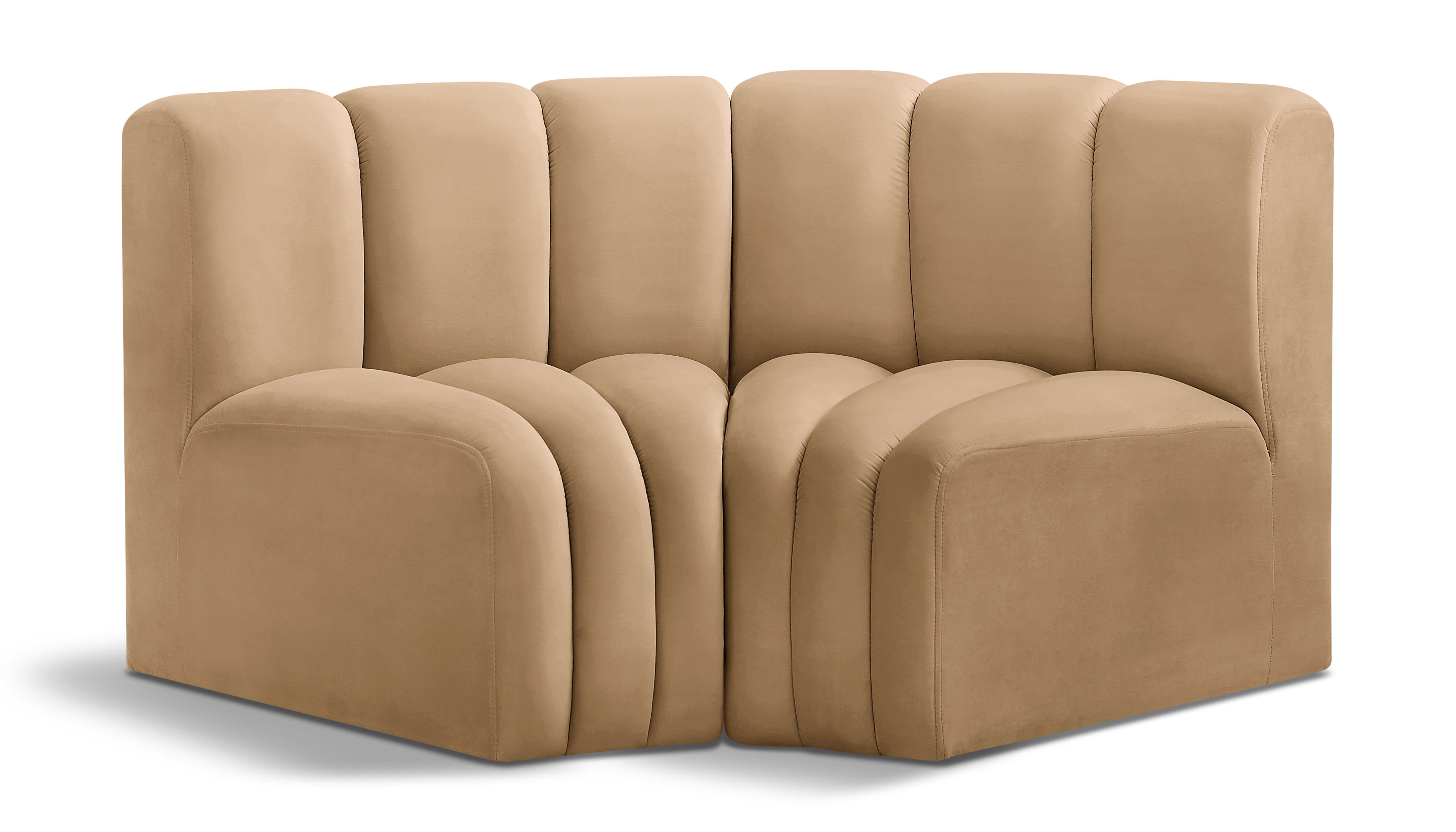 Arc - Velvet 2 Piece Modular Sofa - Camel