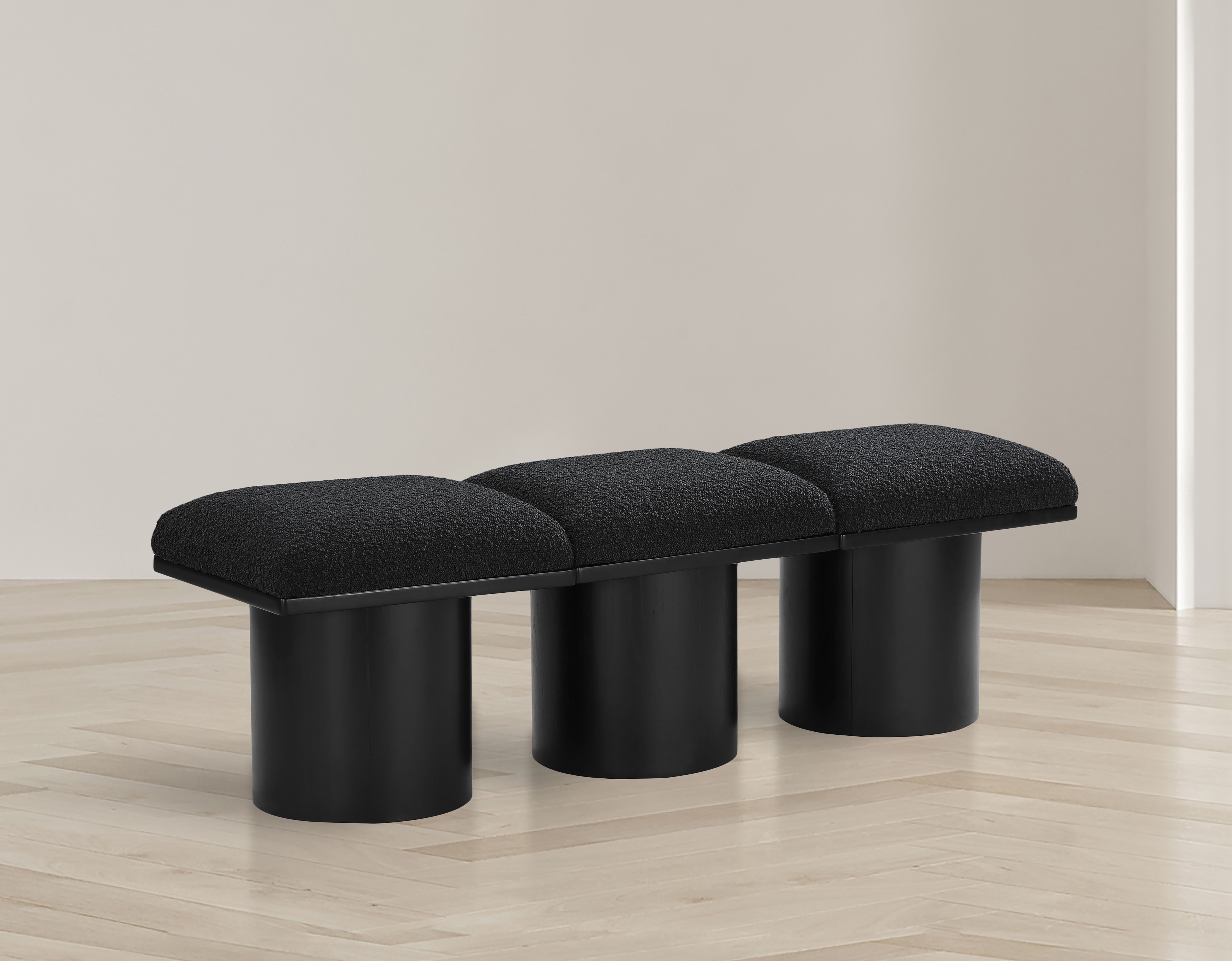 Pavilion - 54" 3 Piece Modular Bench With Black Base - Black