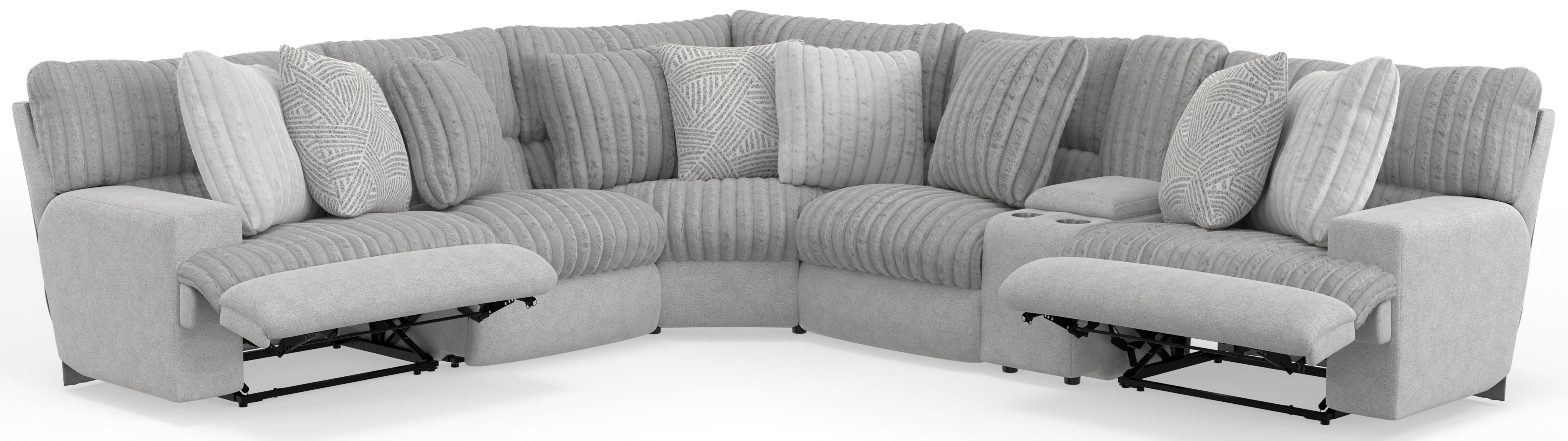 Abraxas - 6 Piece Upholstered Reclining Sectional With 2 Reclining Seats And Storage Console - Moonstruck