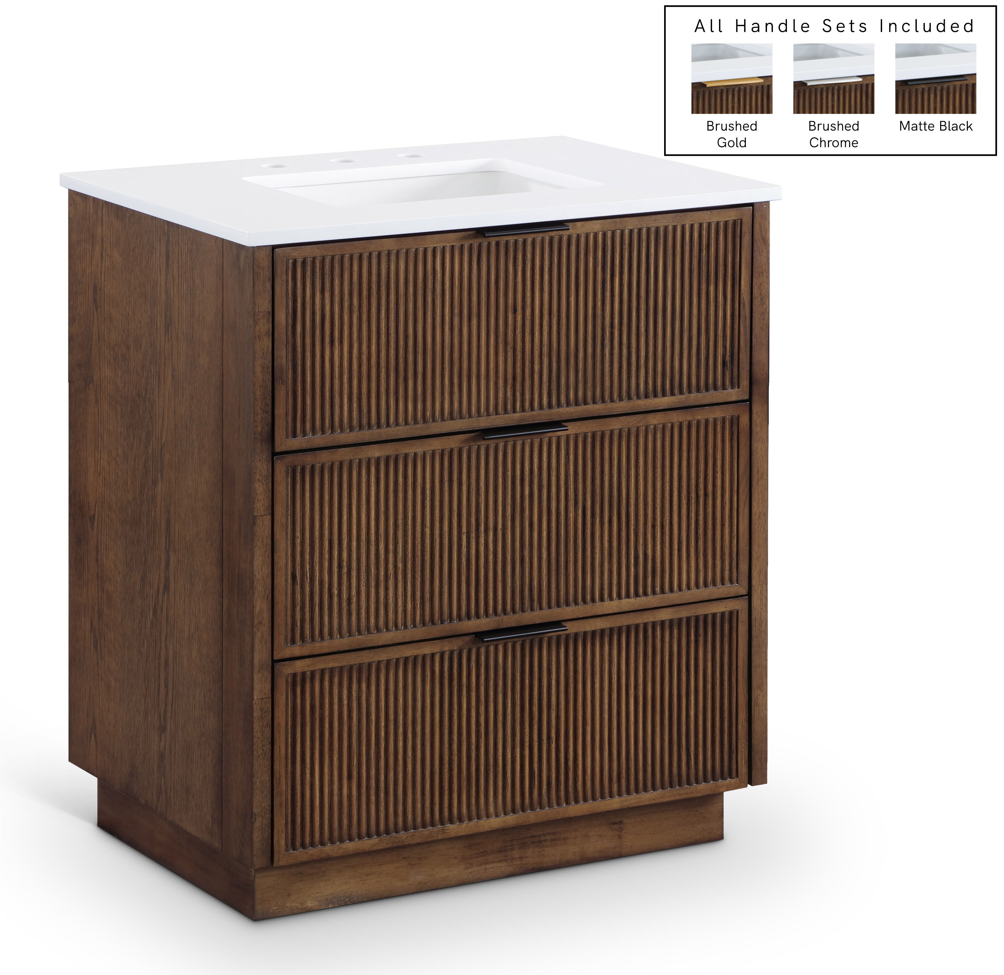 Willard - Engineered Stone And Solid Wood 30" Bathroom Vanity - Brown