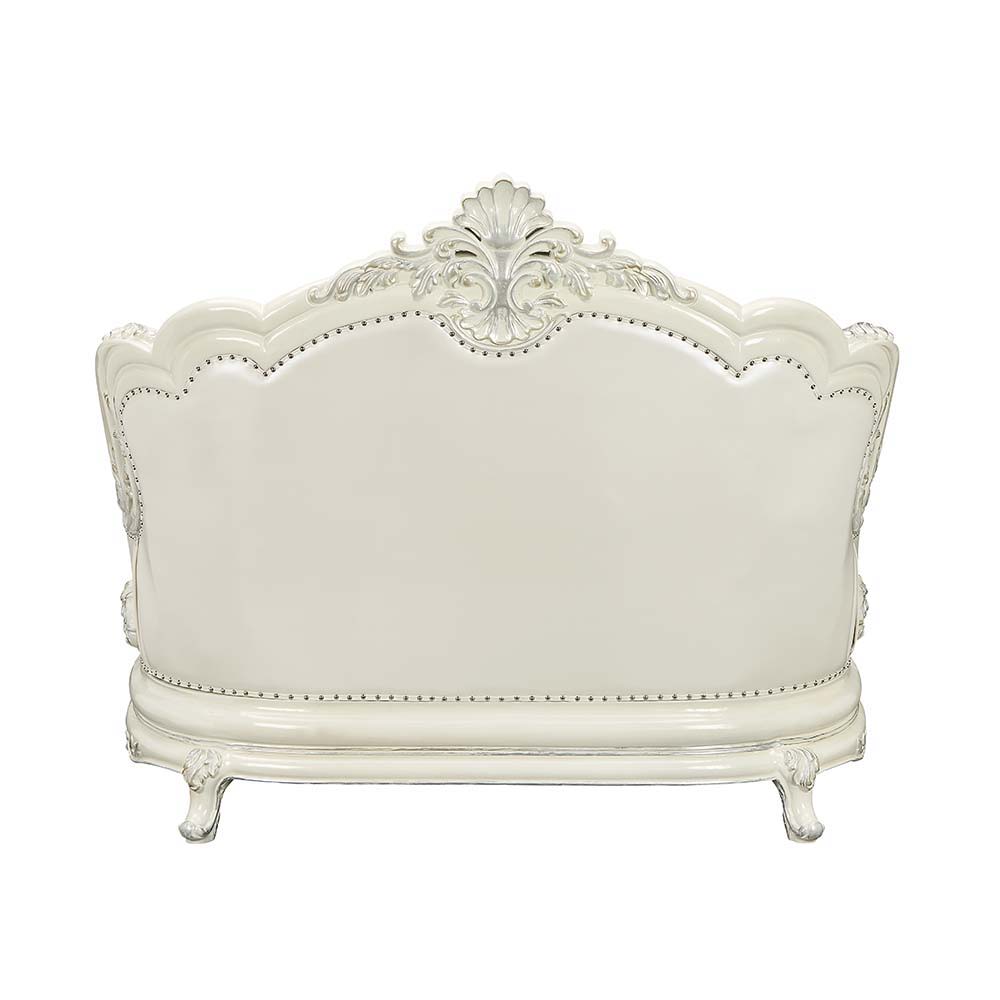 Adara - Loveseat With 5 Pillows - Pearl White Synthetic Leather & Antique White, white, view 5