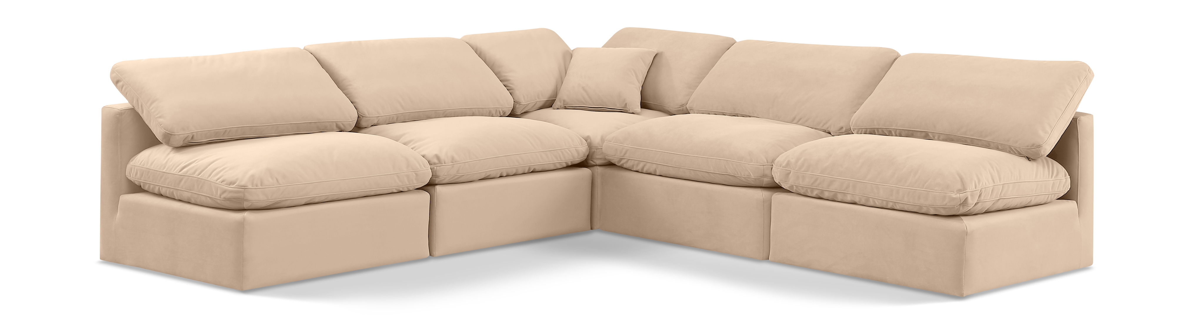 Indulge - Velvet 5 Piece Modular Corner Armless Sectional - Beige