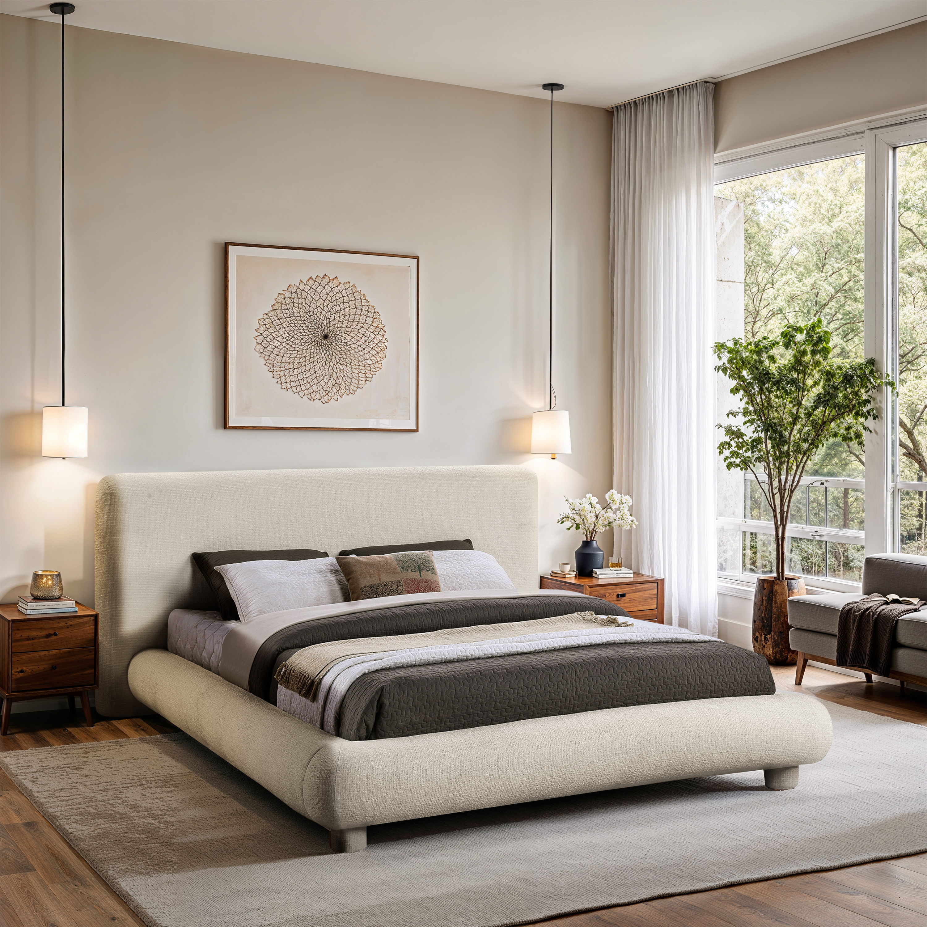 Blair - Fabric Queen Bed - Cream
