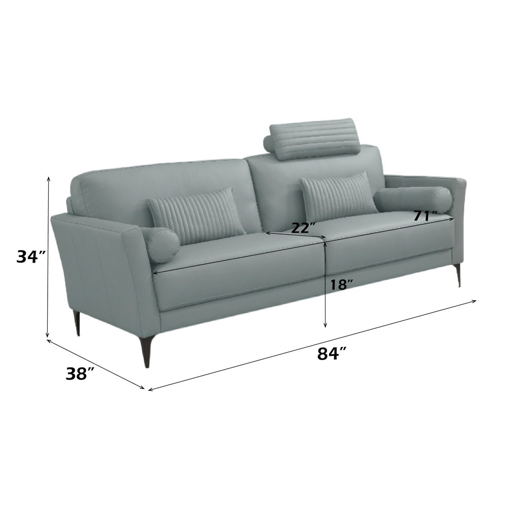 Tussio - Sofa With 5 Pillows - Watery Leather, light blue, view 3