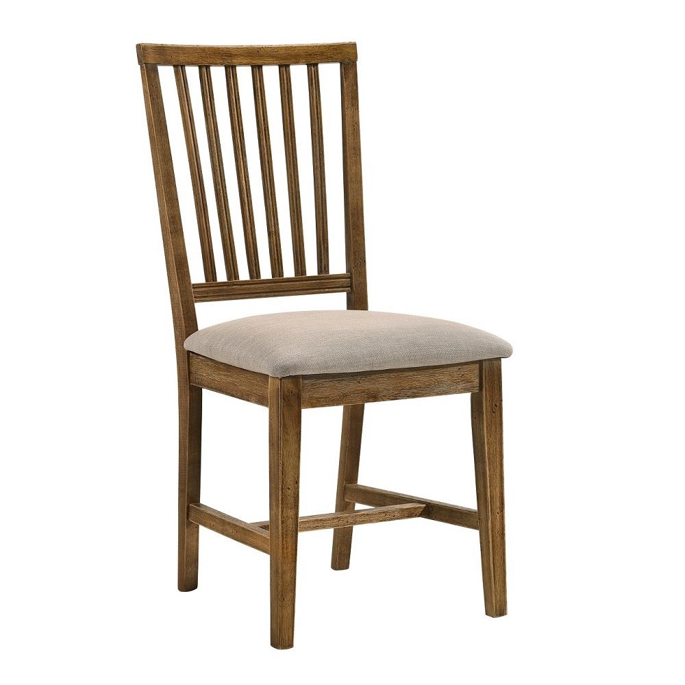 Wallace II - Side Chair (Set of 2) - Tan Linen & Weathered Oak, light brown, view 8