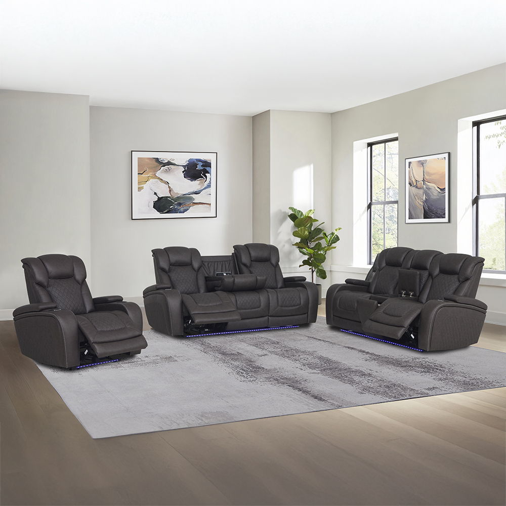 Wendell - Power Motion Recliner With Storage, USB & LED - Dark Gray, dark gray, view 2