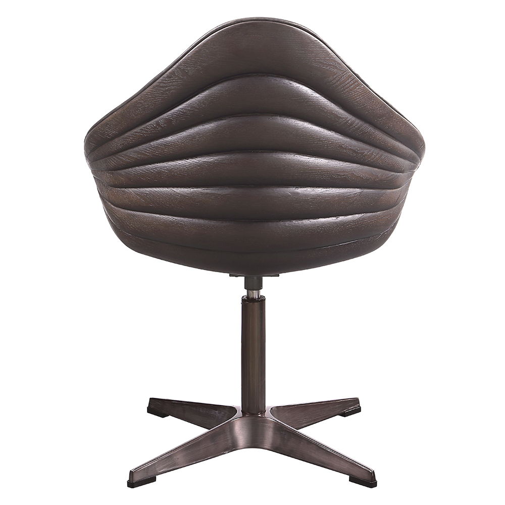 Pipino - Accent Chair With Swivel - Antique Ebony Top Grain Leather, dark brown, view 4