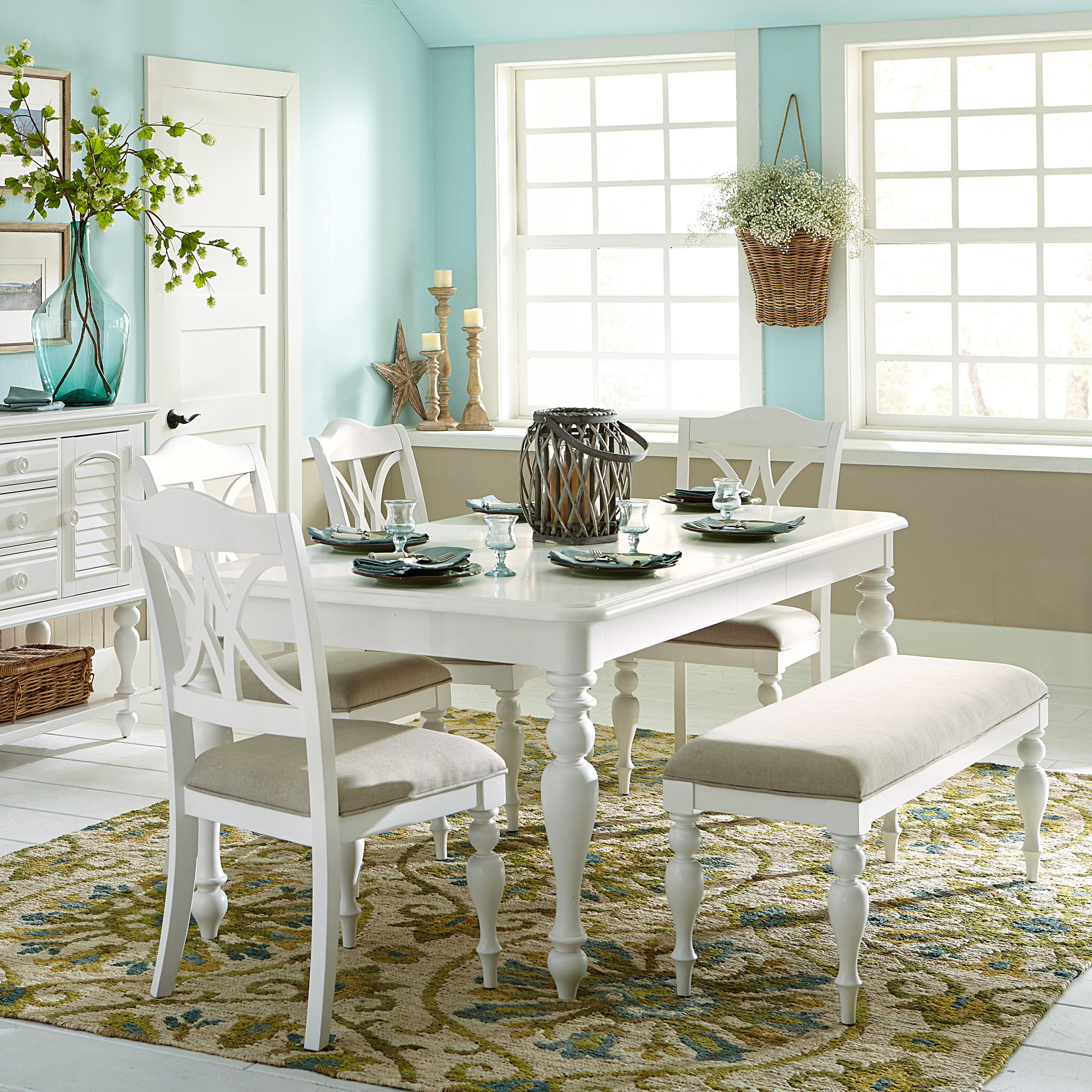 Summer House Rectangular Bench White Dining Room Group Image