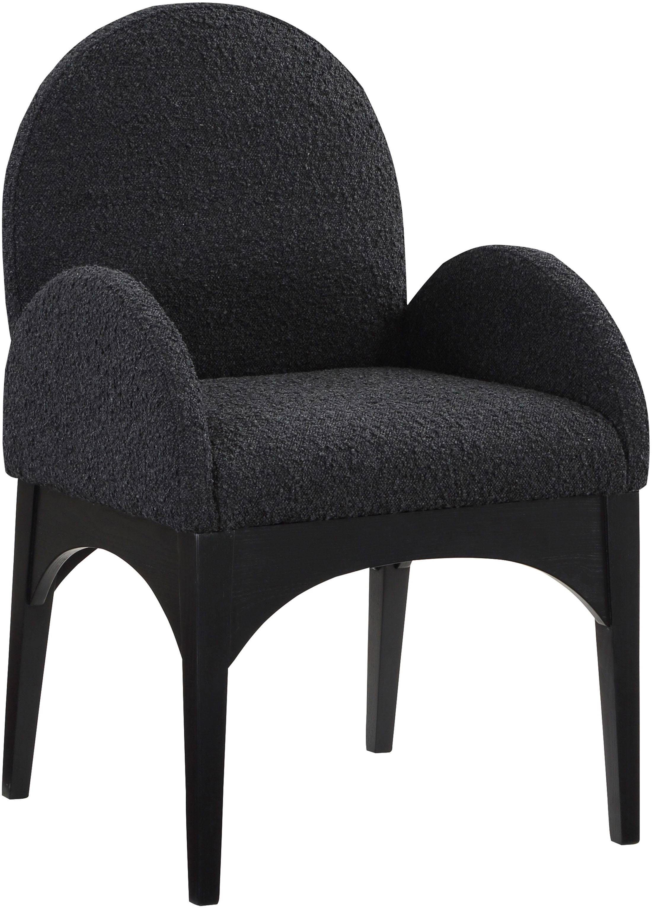 Waldorf - Boucle Dining Arm Chair With Black Legs - Black