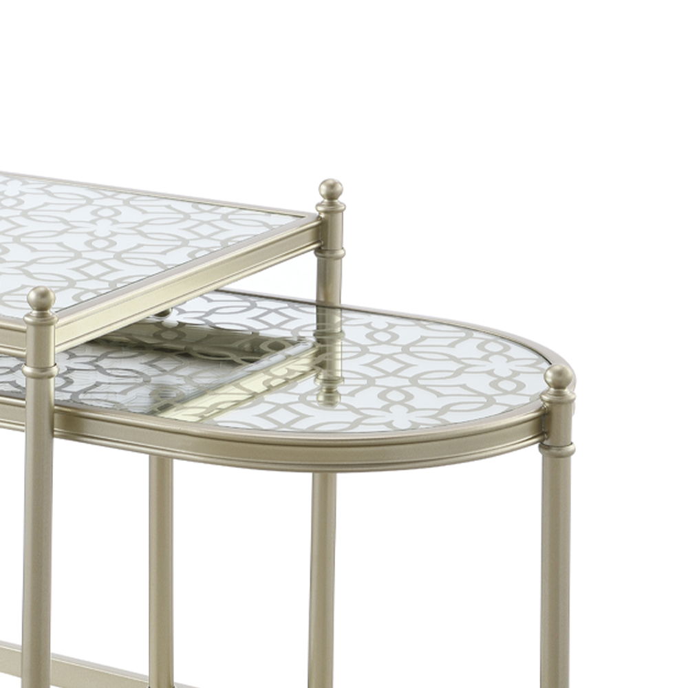 Zaba - Nesting Table - Glass Top & Silver, silver, view 6