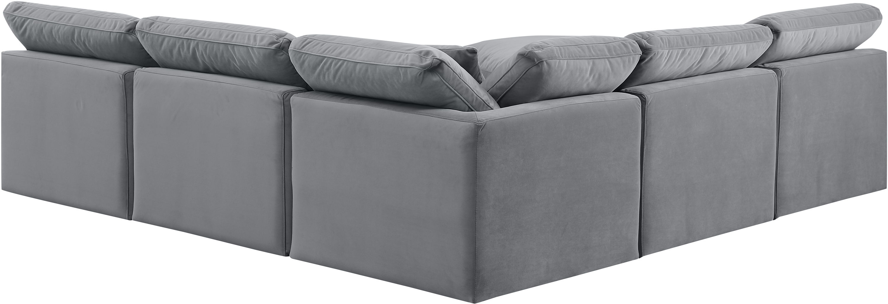 Indulge - Velvet 5 Piece Modular Corner Armless Sectional - Gray