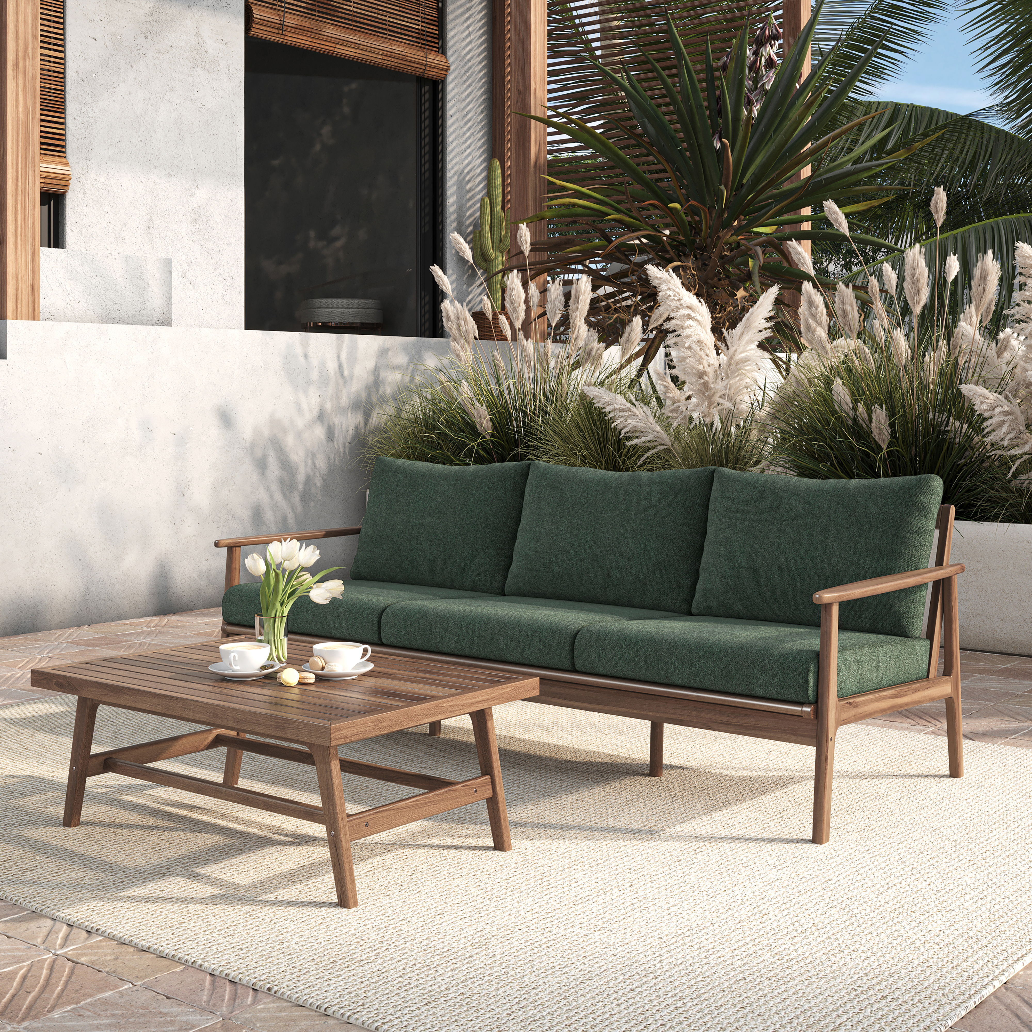 Ashton - 2 Piece Outdoor Set (Sofa & Coffee Table) - Moss