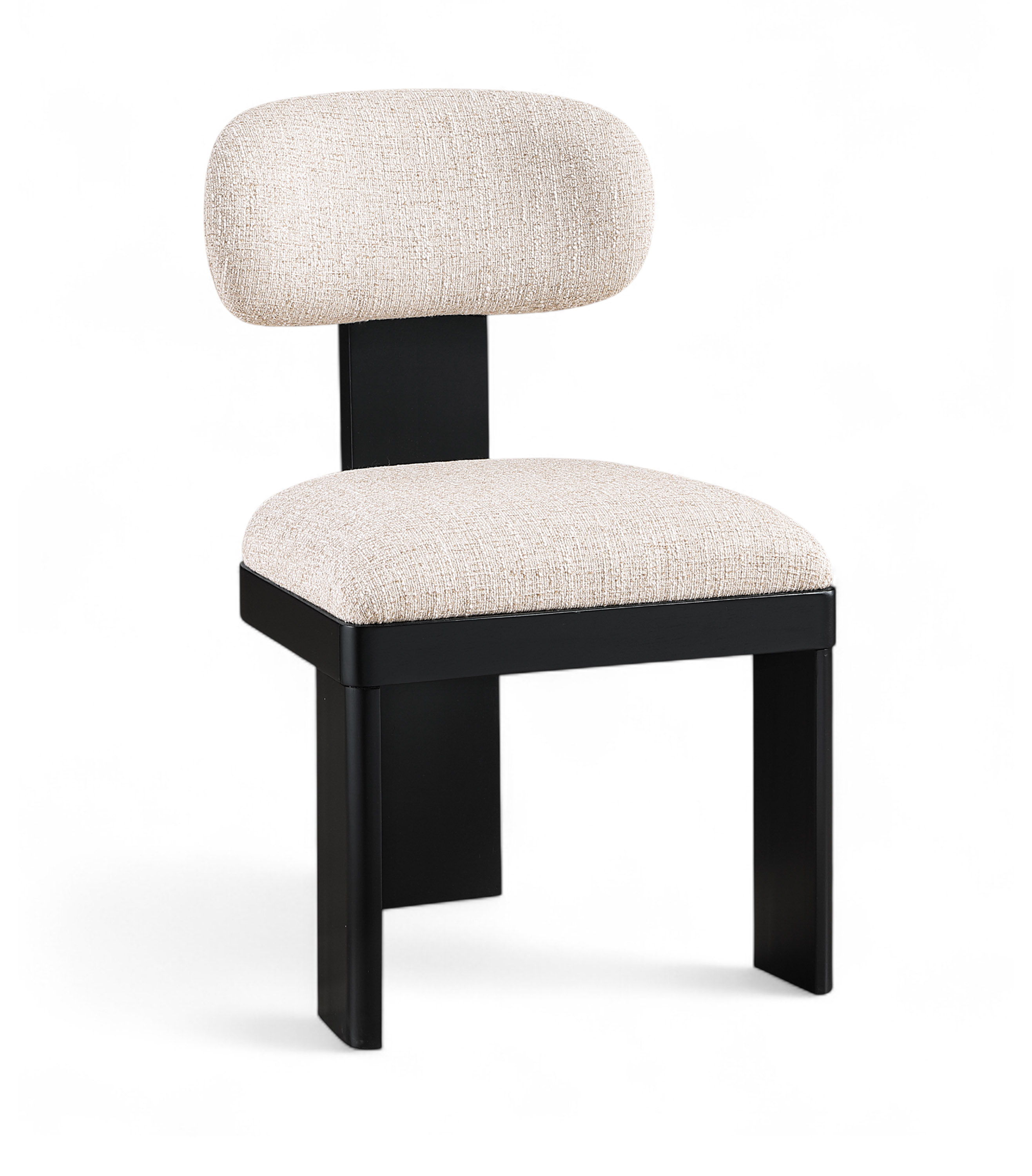 Timbra - Linen Textured Fabric Upholstered Dining Chair (Set of 2) - Beige / Black