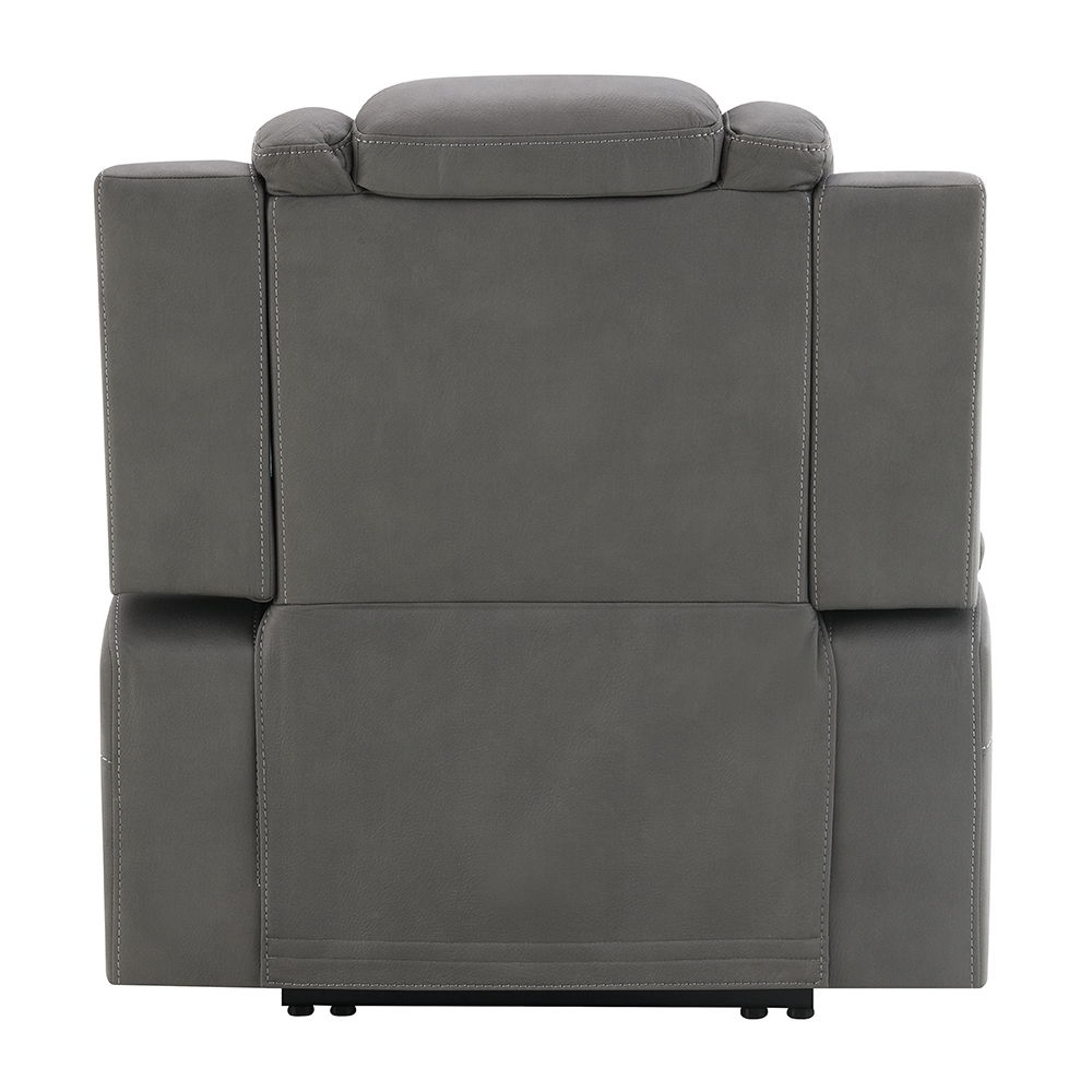 Leuco - Power Motion Recliner With Cup Holder, Control, LED & Power Headrest - Gray, dark gray, view 4