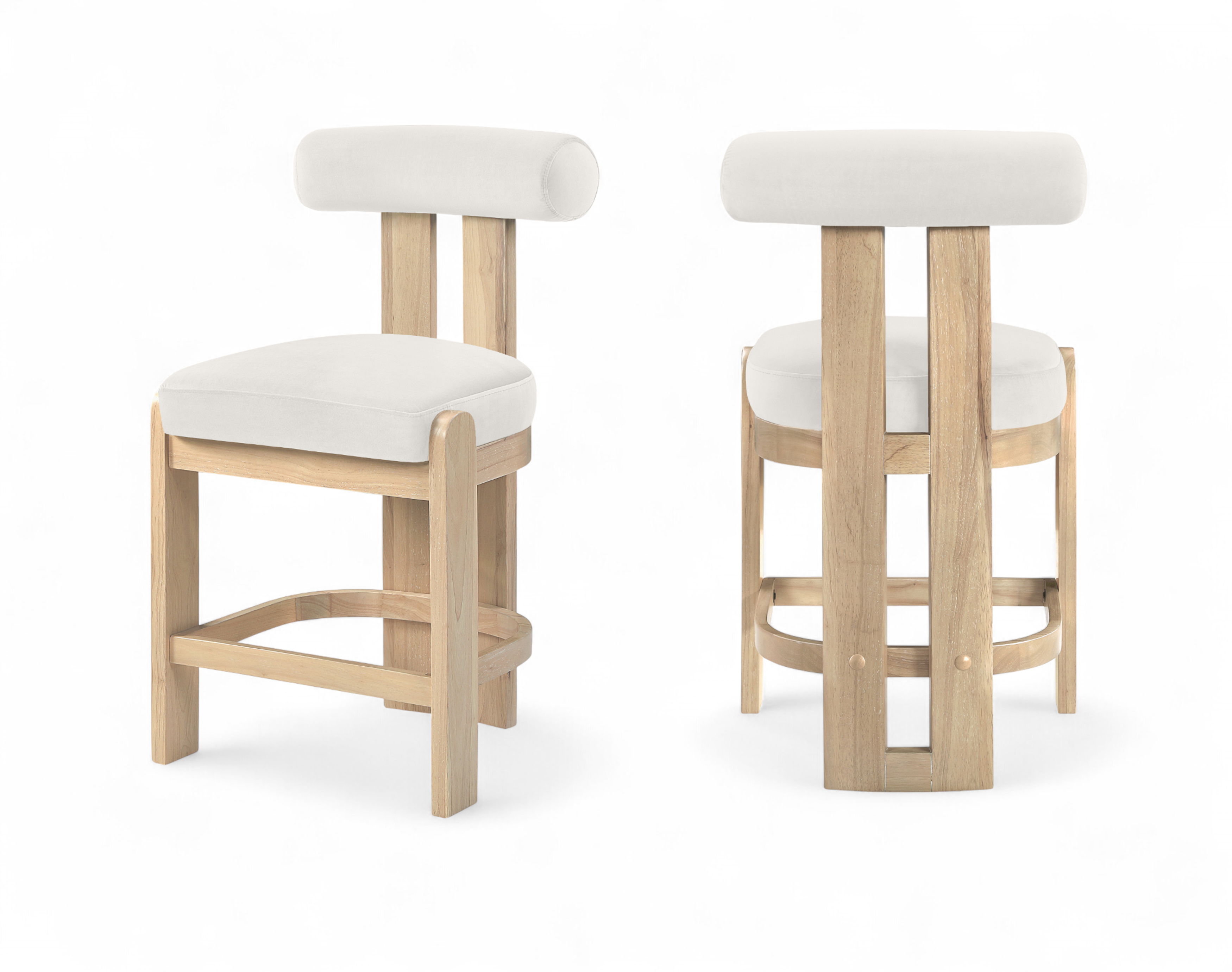 Arienzo - Velvet Performance Fabric Upholstered Counter Stool (Set of 2) - Cream