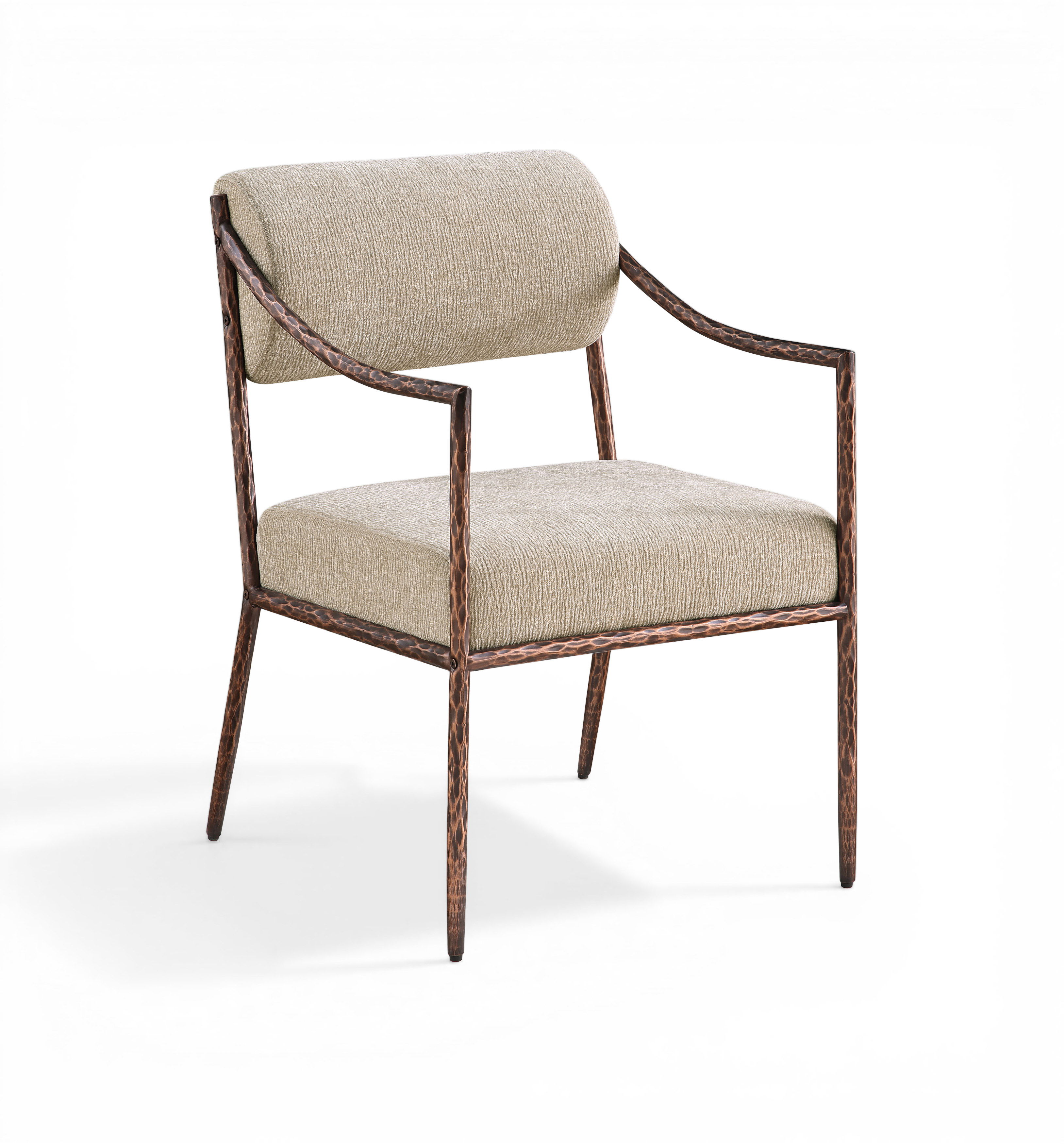 Bastille - Upholstered Dining Arm Chair (Set of 2) - Beige / Bronze